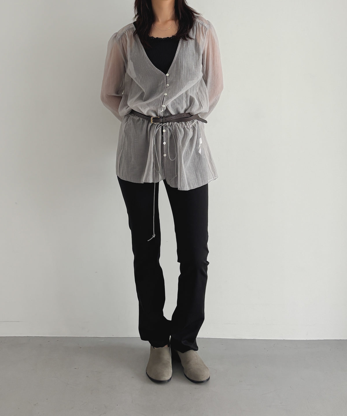 ULIKASANCTUS Curtain buttoned dress "LIGHT GREY"