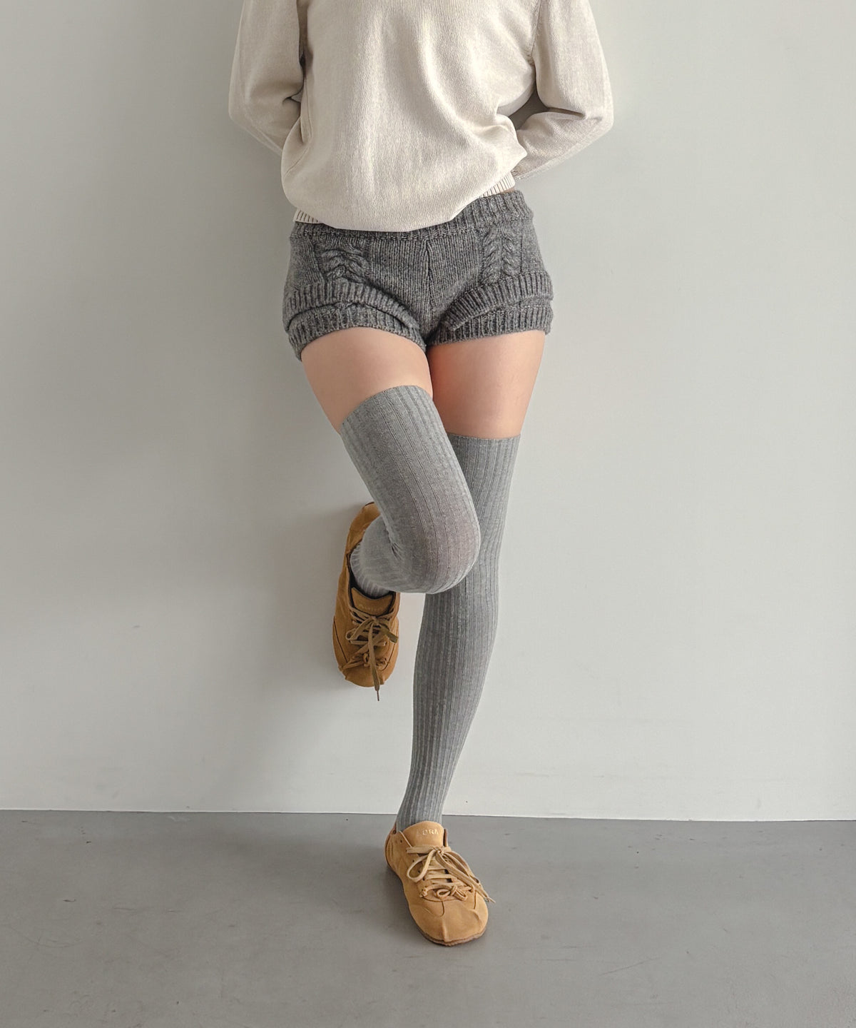 ULIKASANCTUS Rope knit shorts "MELANGE GRAY"