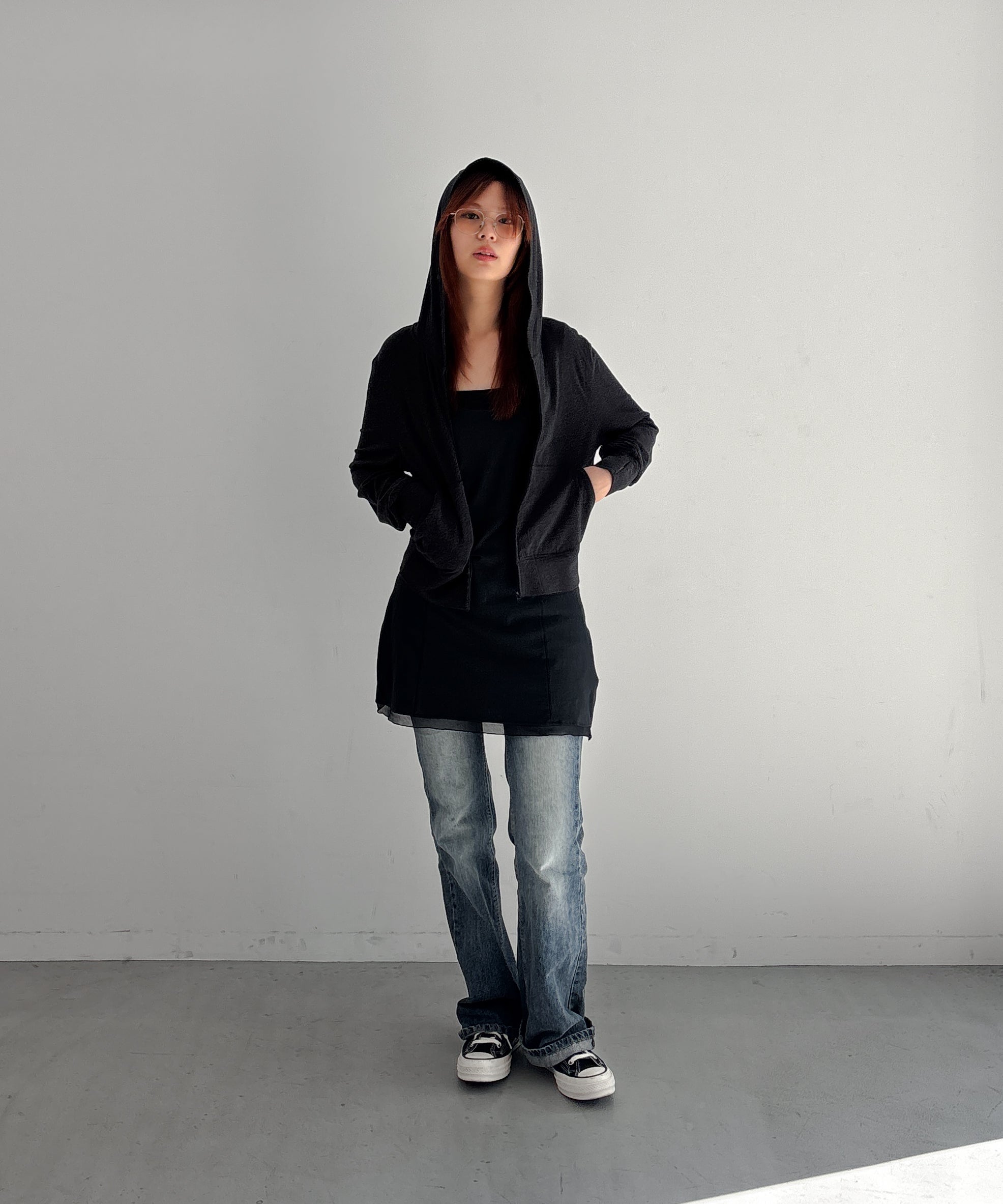 FAX COPY EXPRESS Flow zip-up hoodie "DARK GREY" S