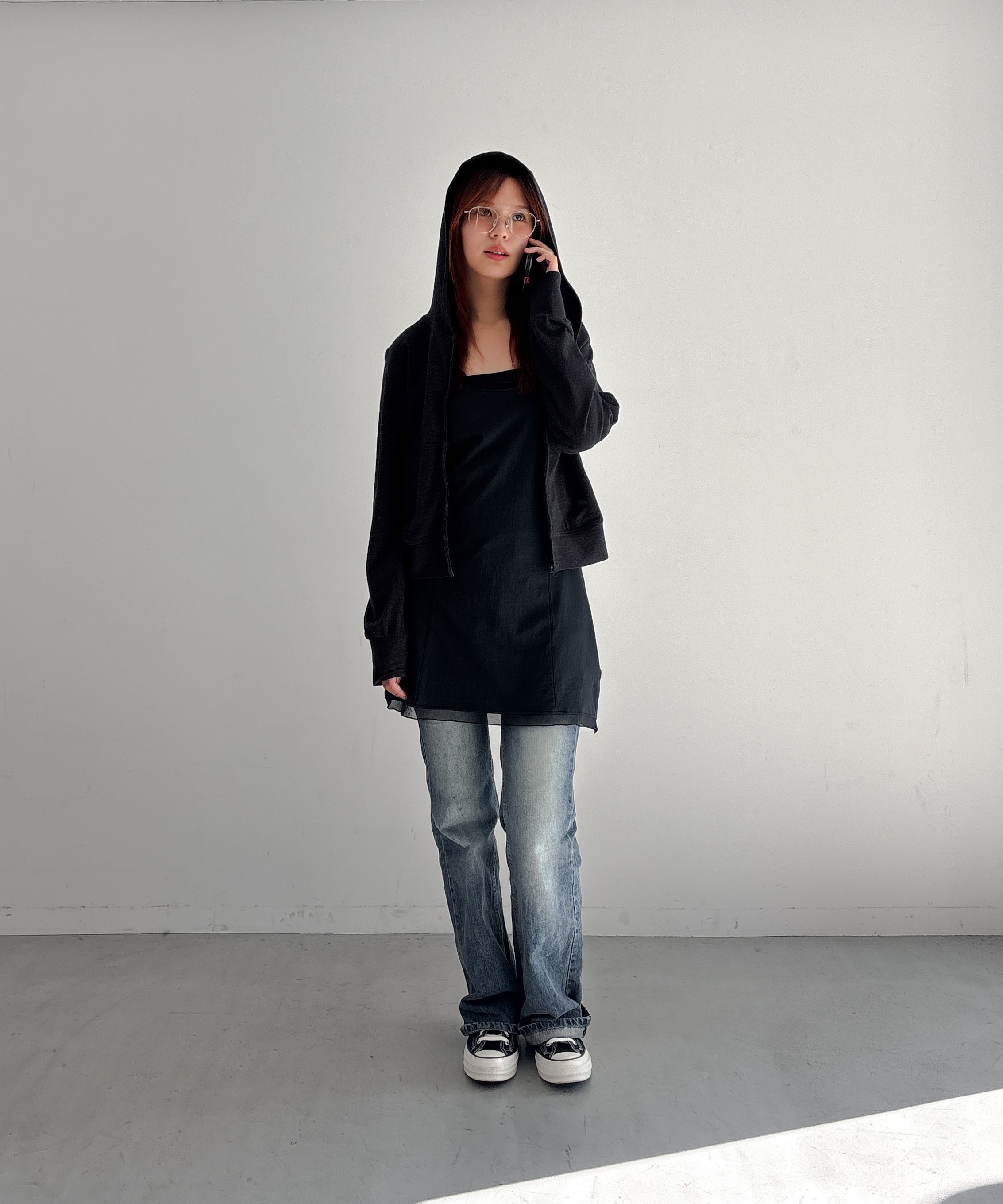 FAX COPY EXPRESS Flow zip-up hoodie "DARK GREY" S