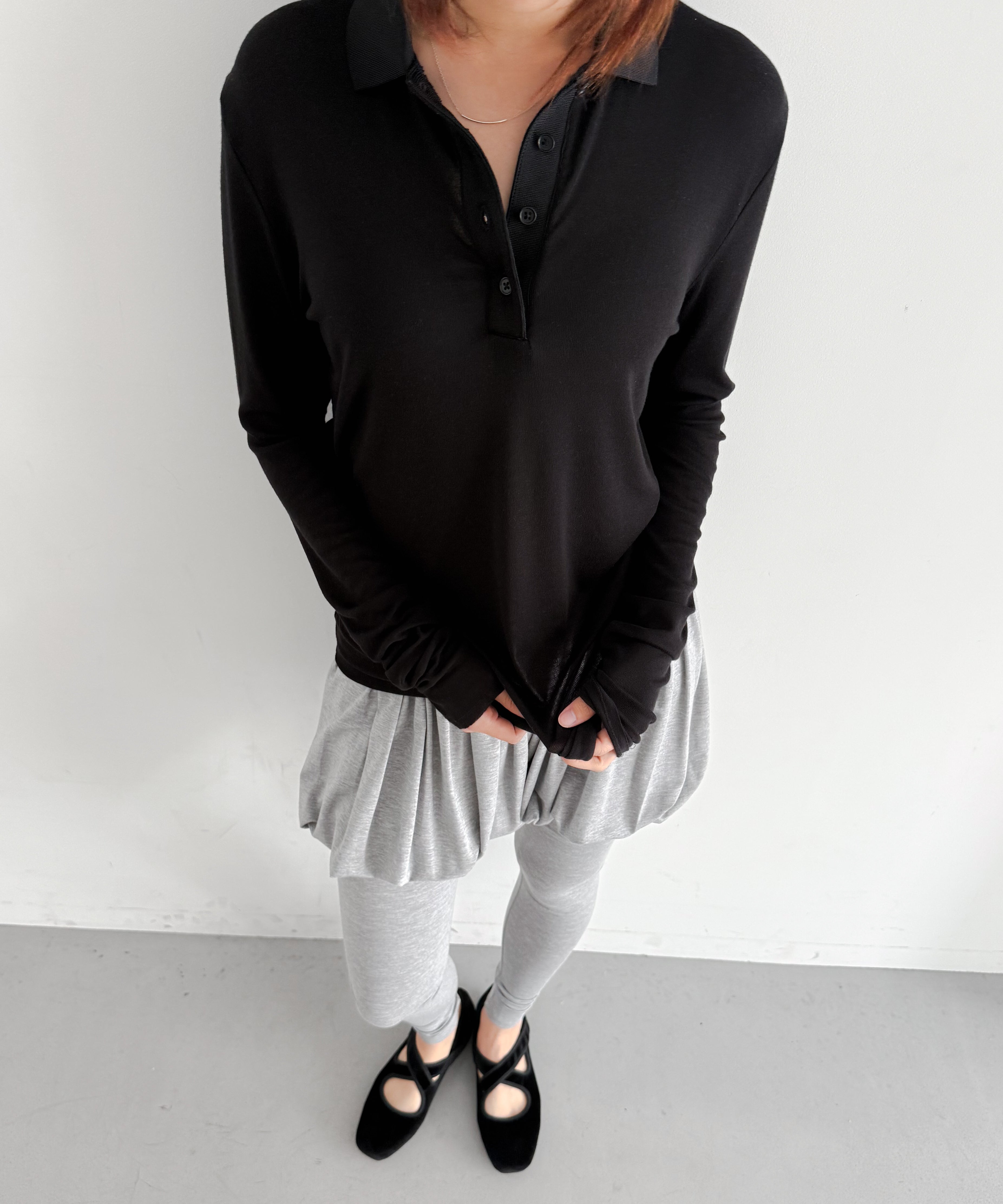 entire studios Ls polo "BLACK"