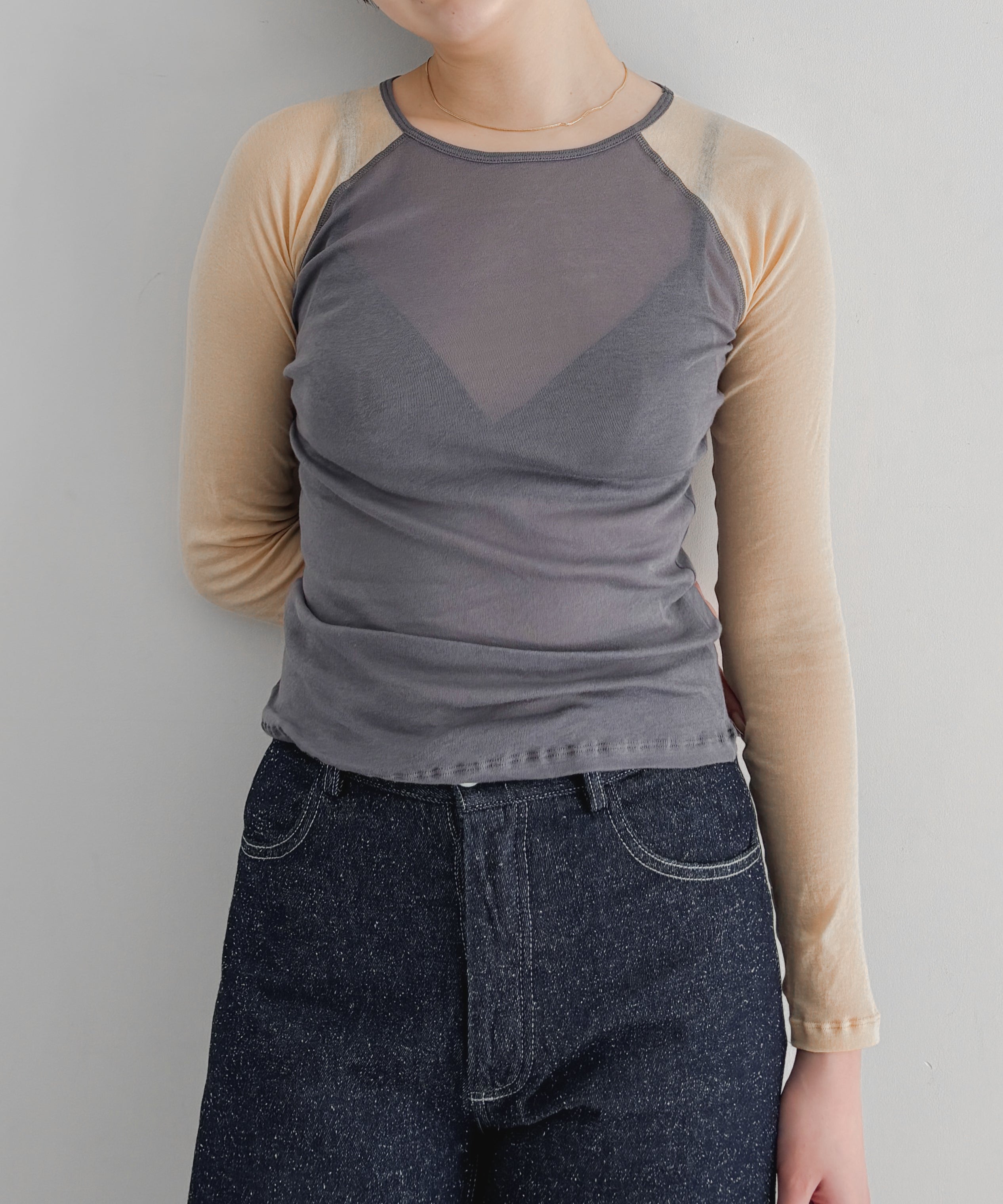 Baserange Gene long sleeve tee "AMBERBLUE/BEIGE"