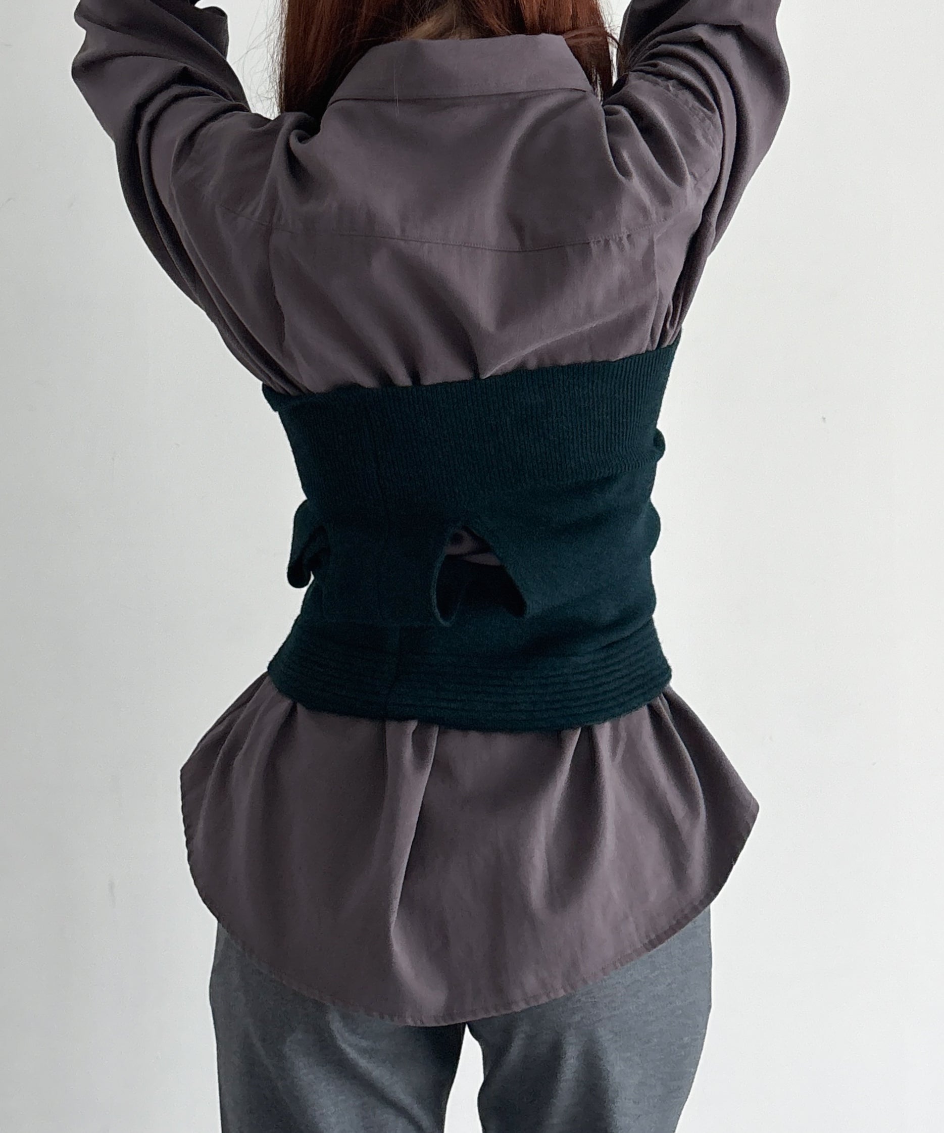 ULIKASANCTUS Zip knit tube top "DARK TEAL"