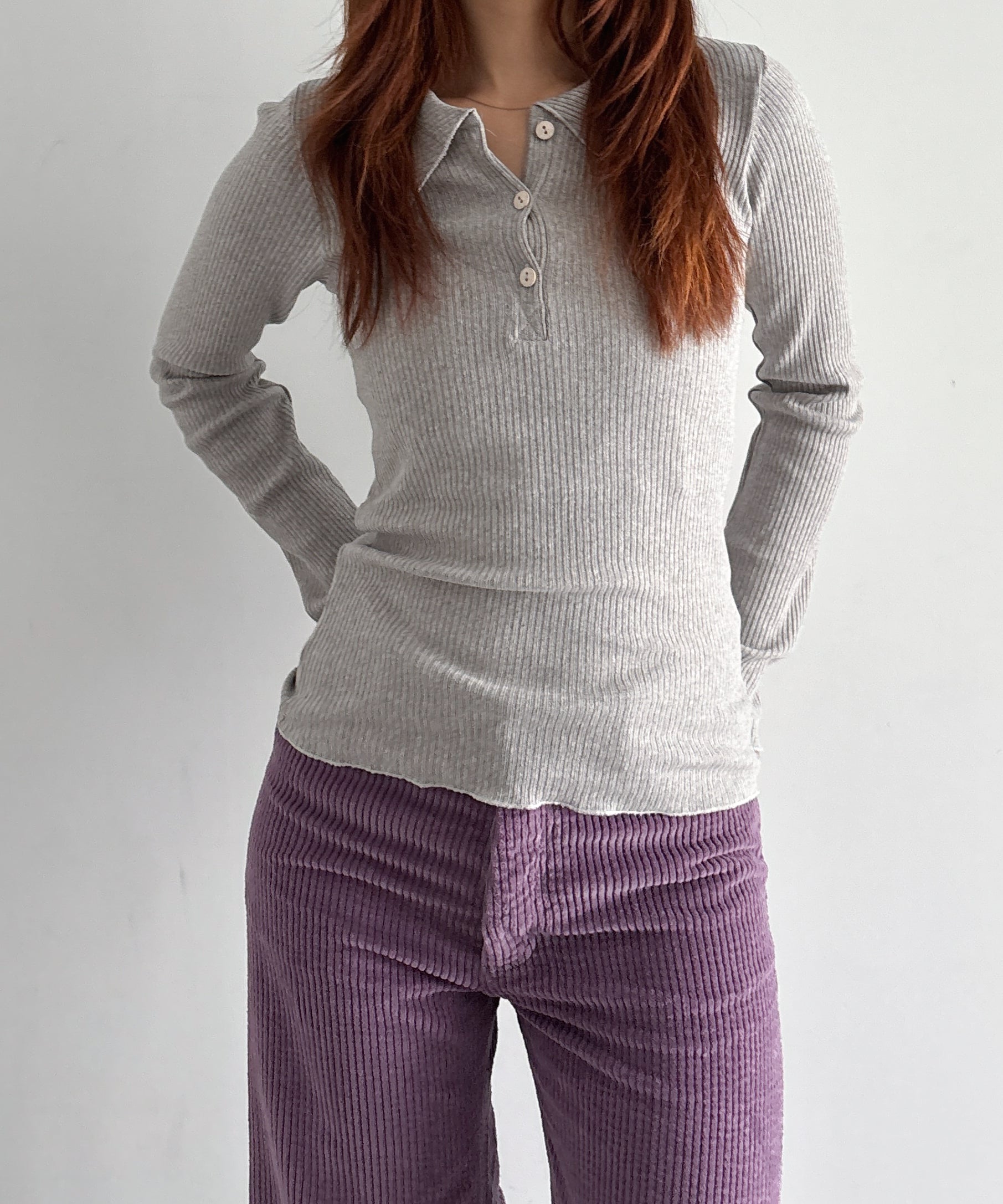 Baserange Dual long sleeve tee "GREY MELANGE"