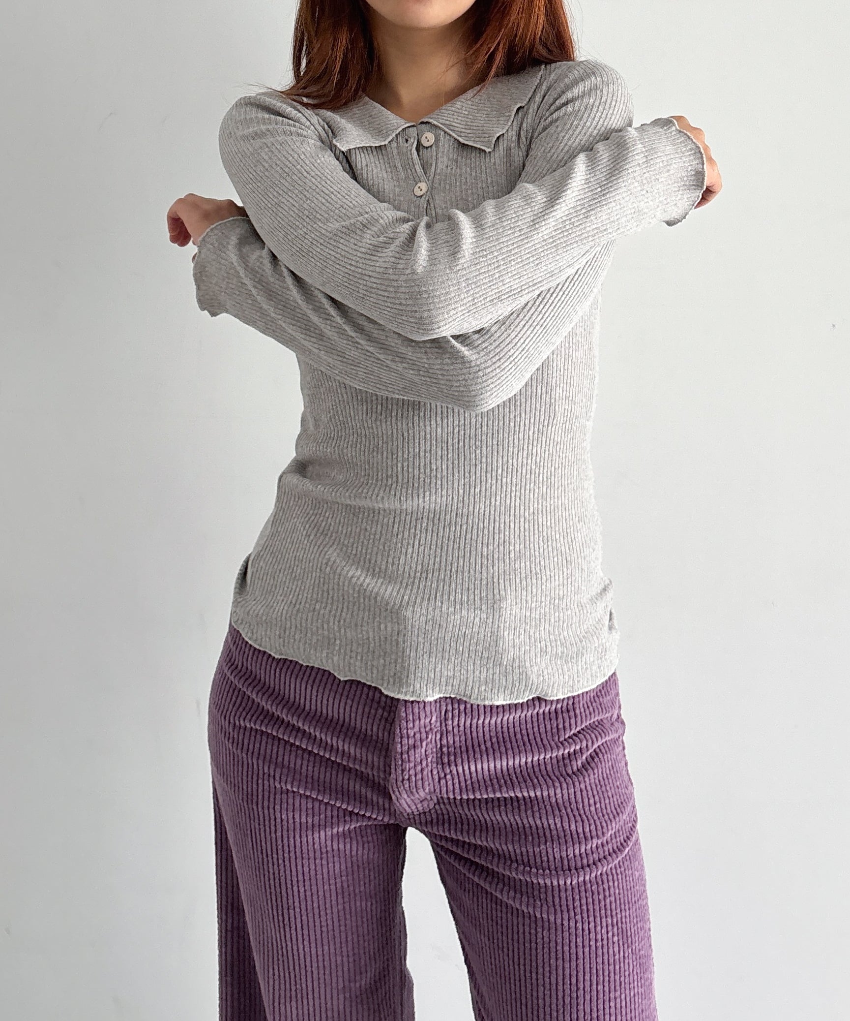Baserange Dual long sleeve tee "GREY MELANGE"