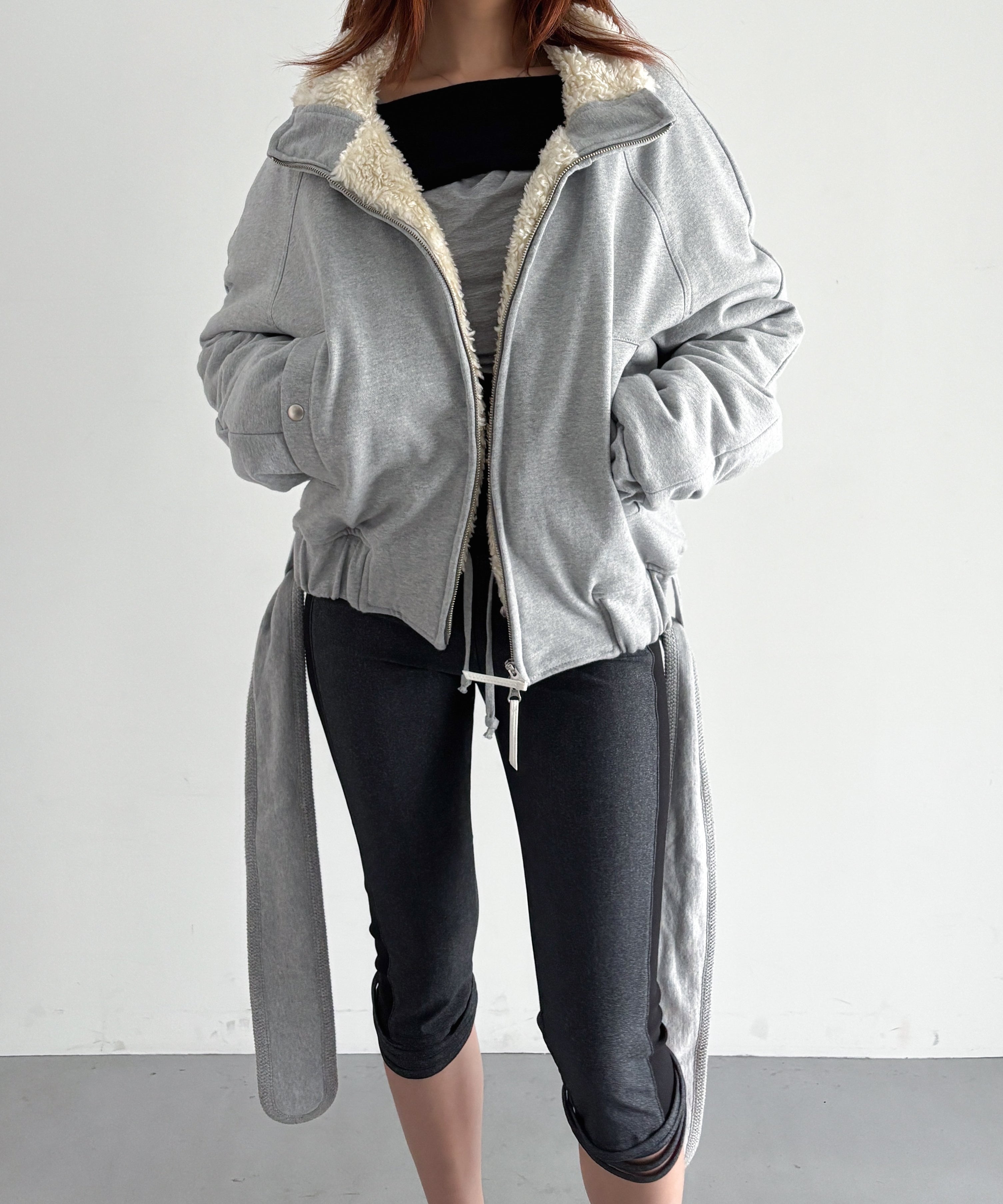 ULIKASANCTUS Belt zip jacket "GREY"