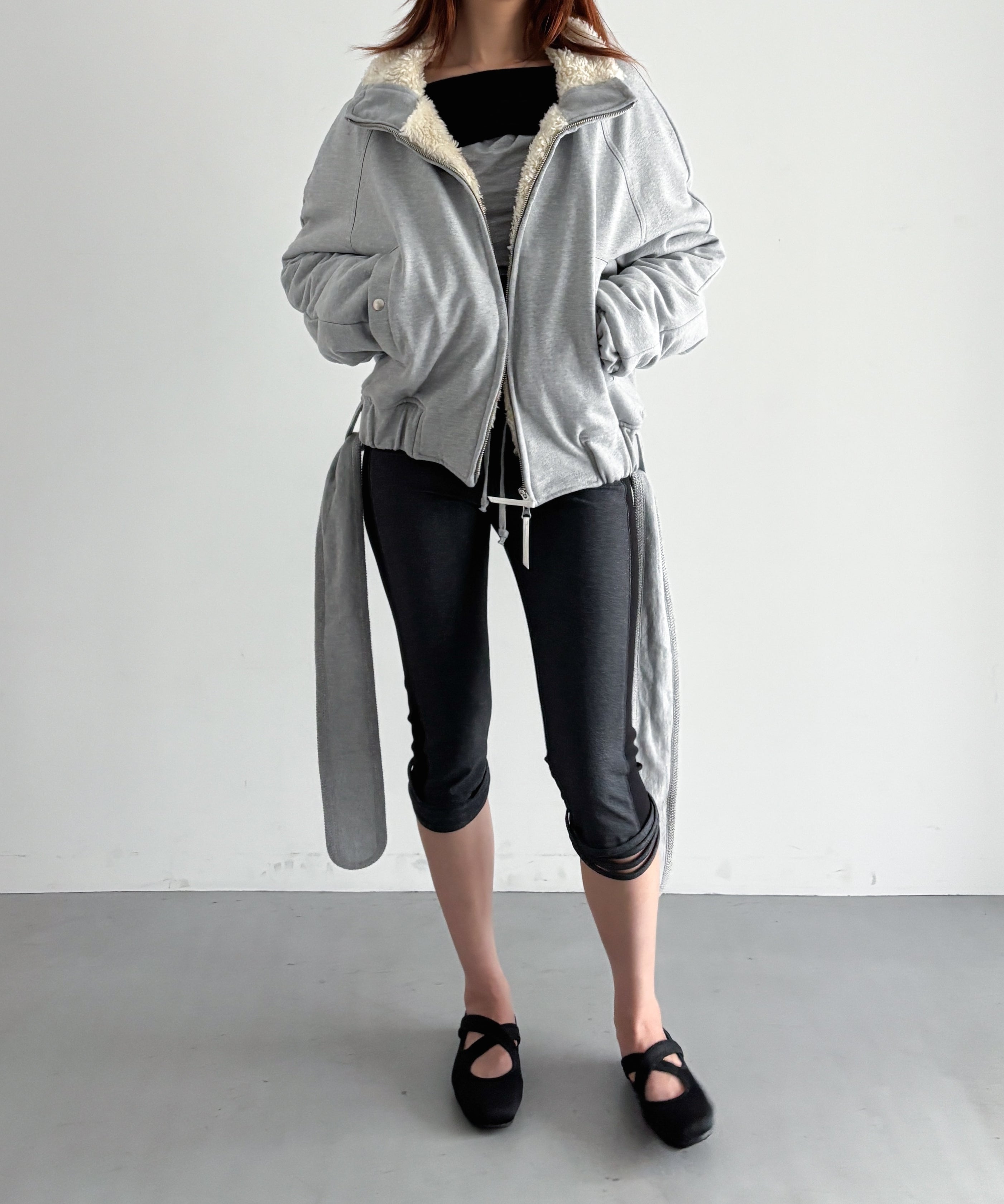 ULIKASANCTUS Belt zip jacket "GREY"