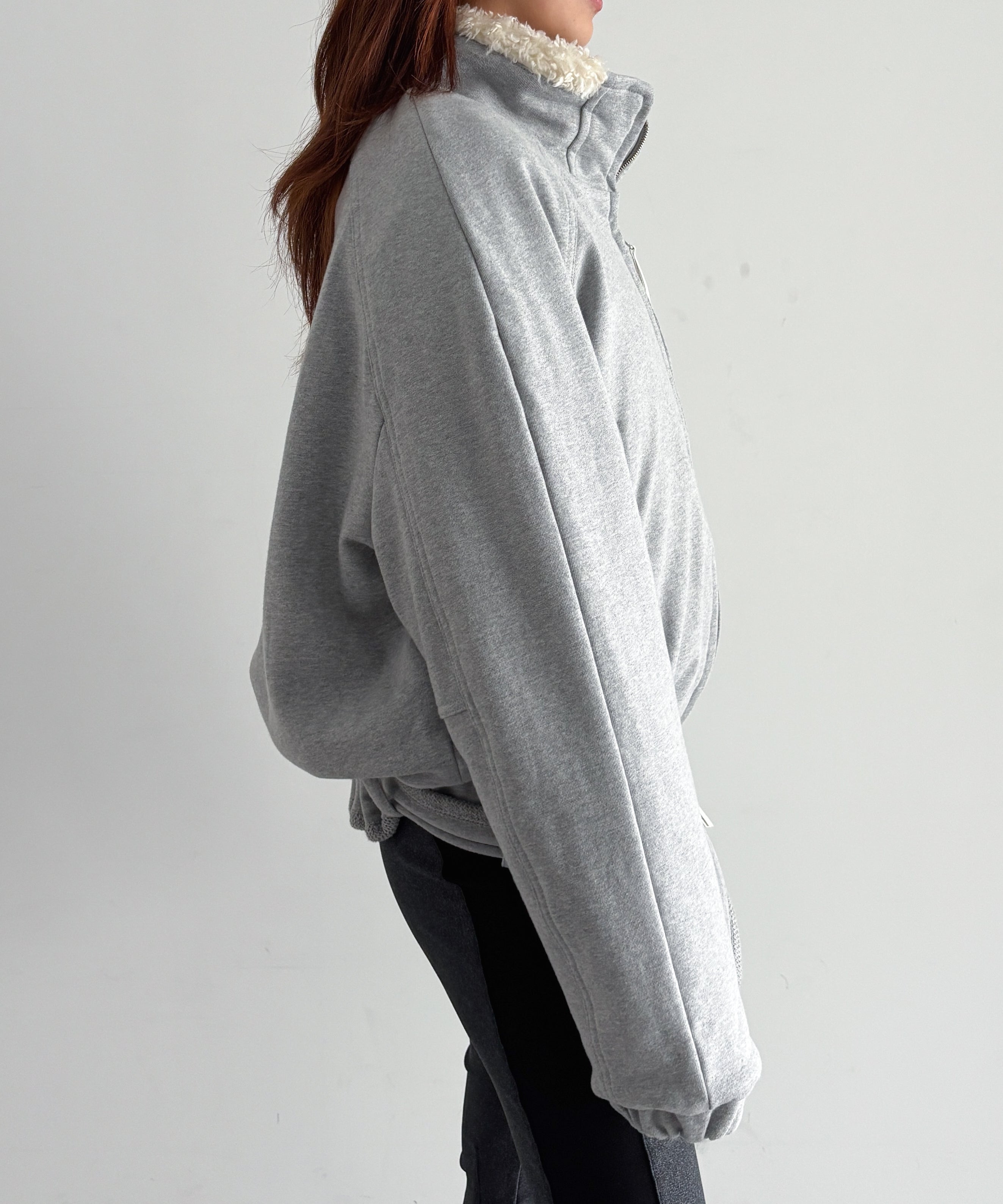 ULIKASANCTUS Belt zip jacket "GREY"