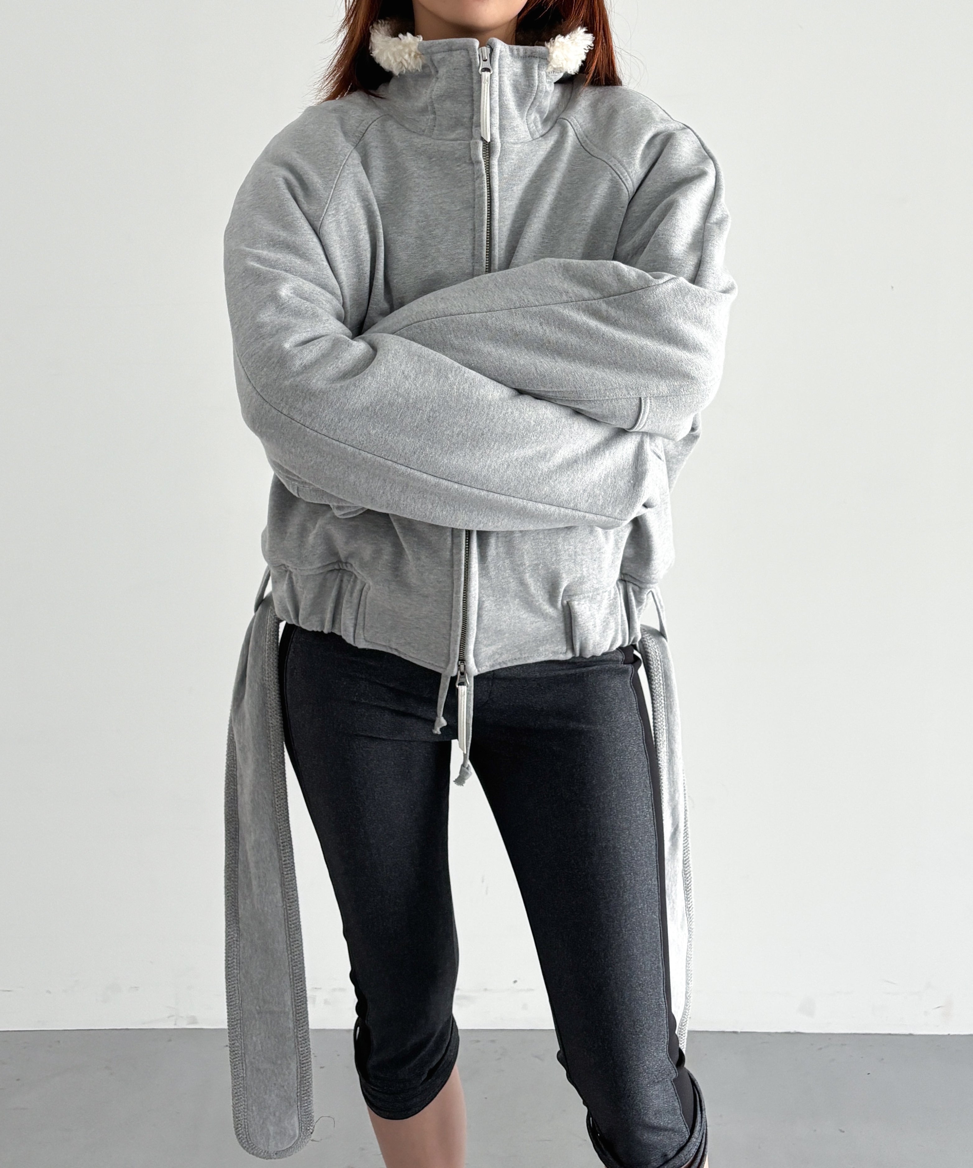 ULIKASANCTUS Belt zip jacket "GREY"