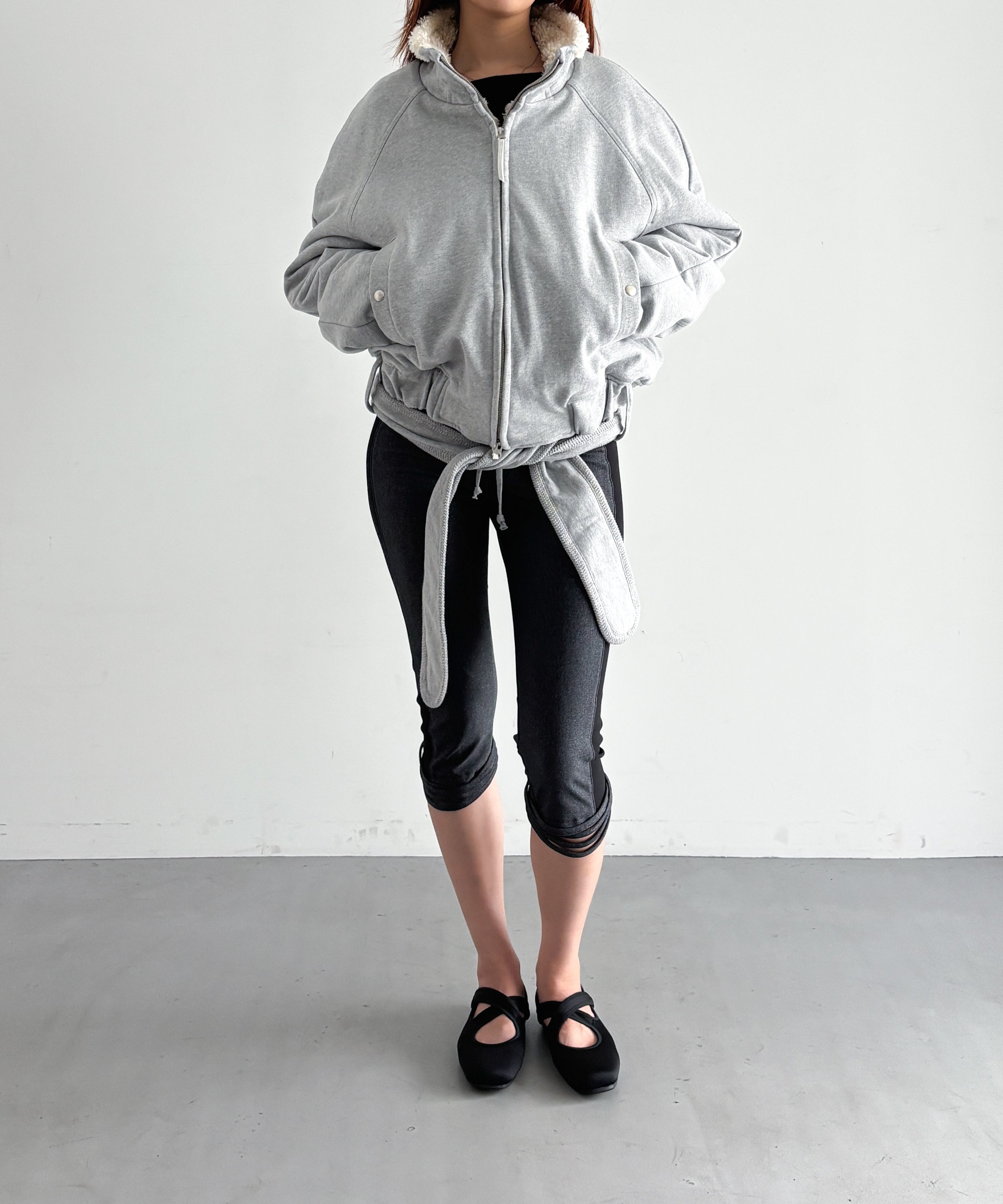 ULIKASANCTUS Belt zip jacket "GREY"