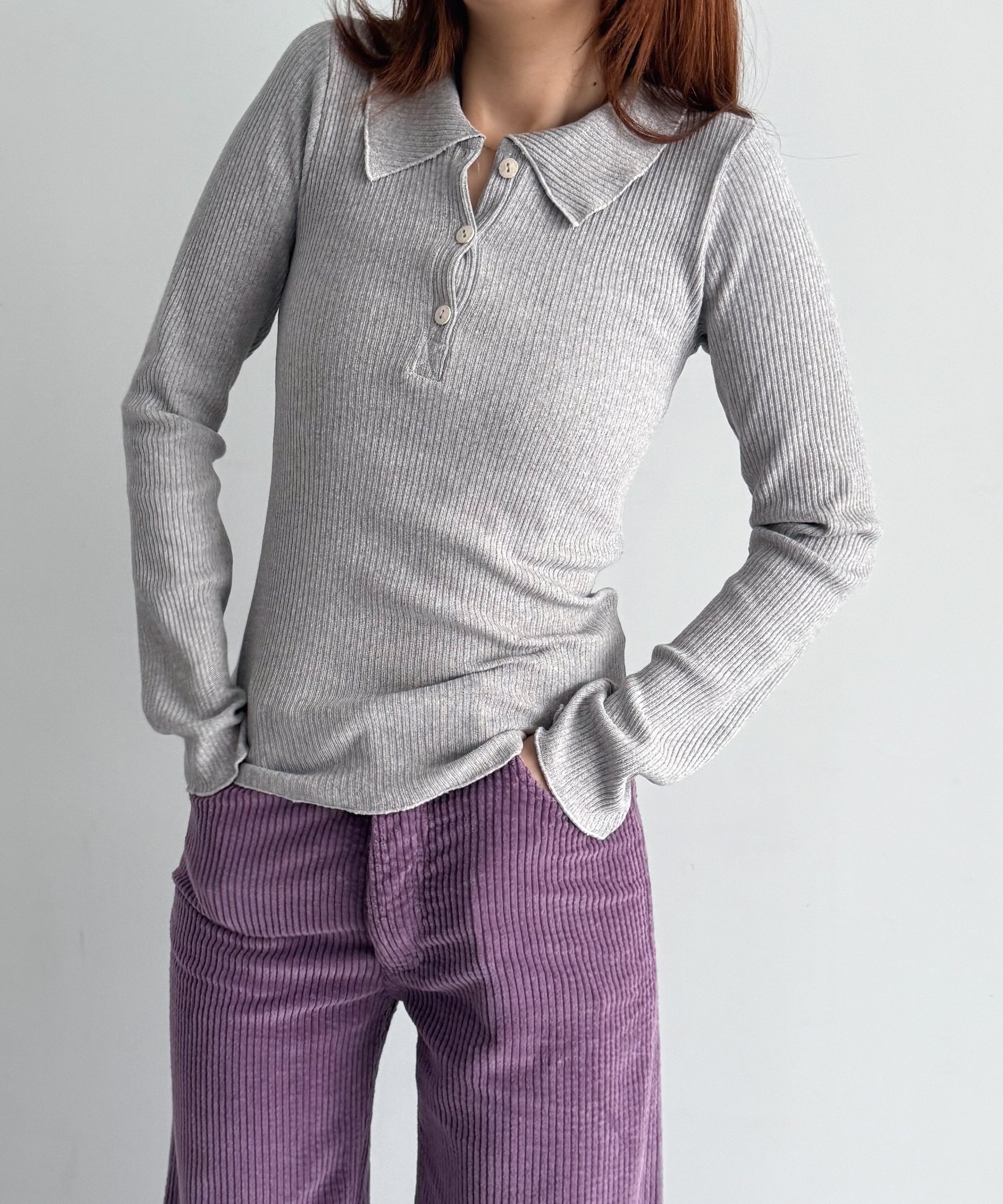 Baserange Dual long sleeve tee "GREY MELANGE"