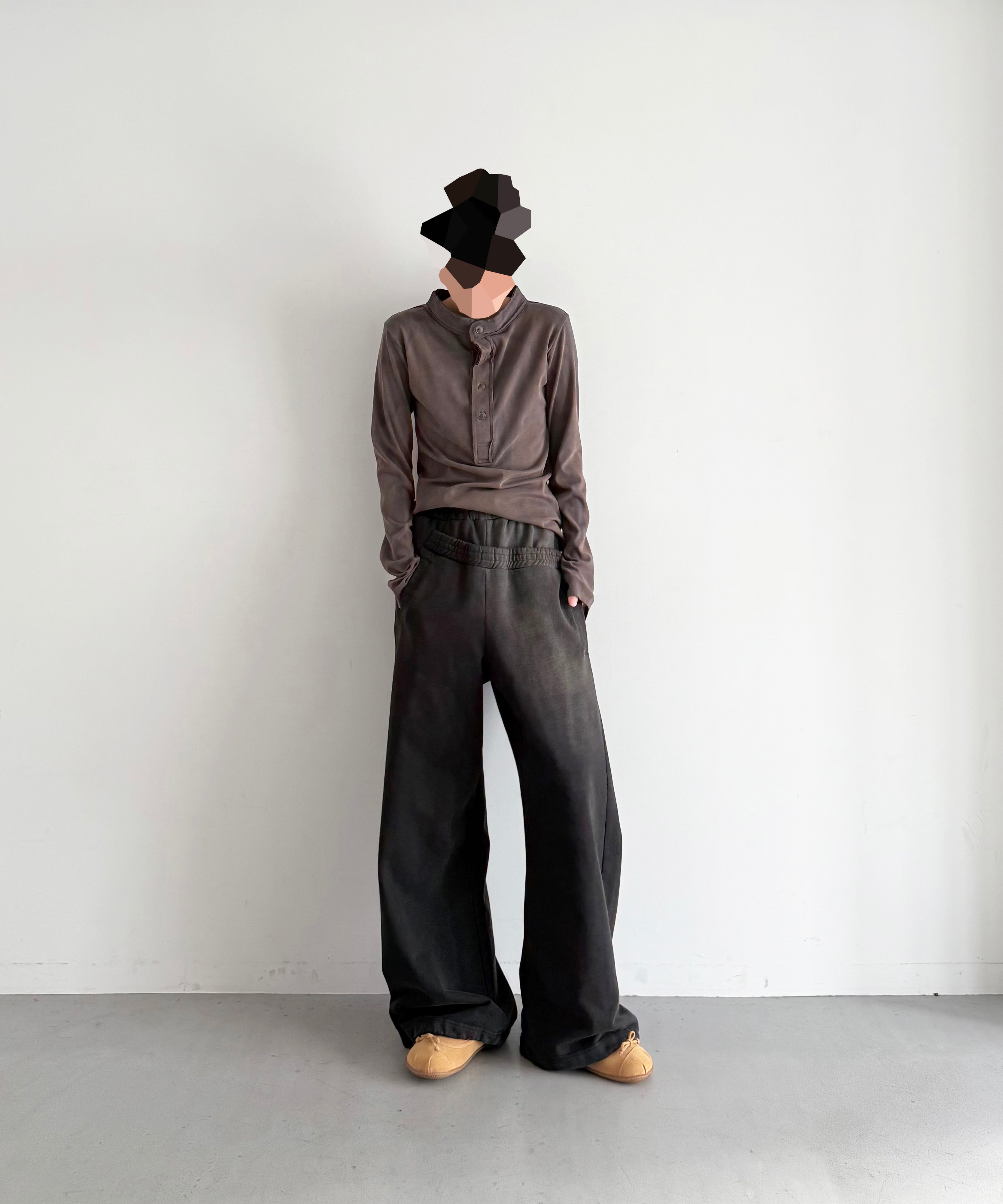 LOADINGROOM Twisted button ghost top "WASHED KHAKI"