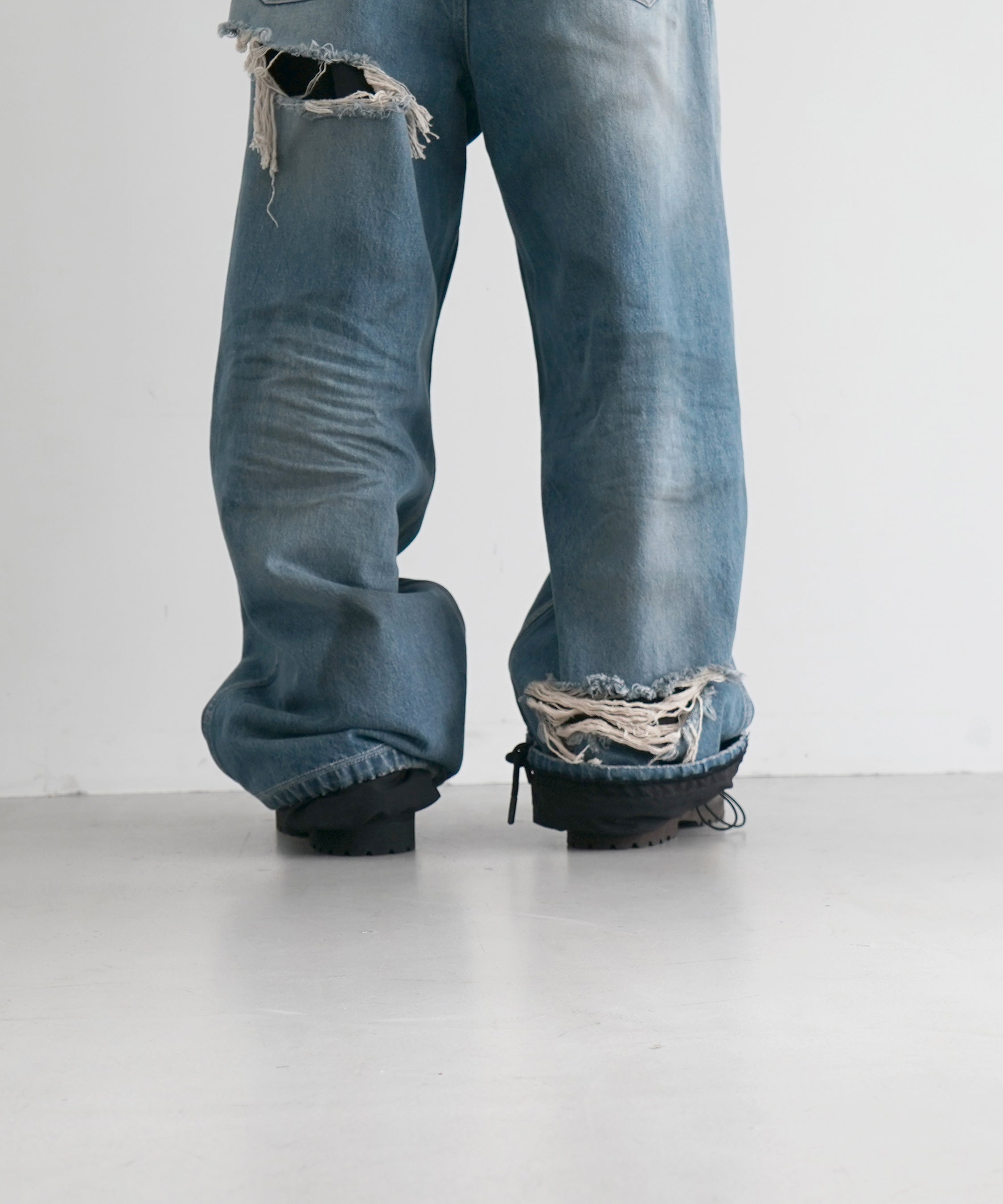 LOADINGROOM Double denim track pants men "DIRTY BLUE"