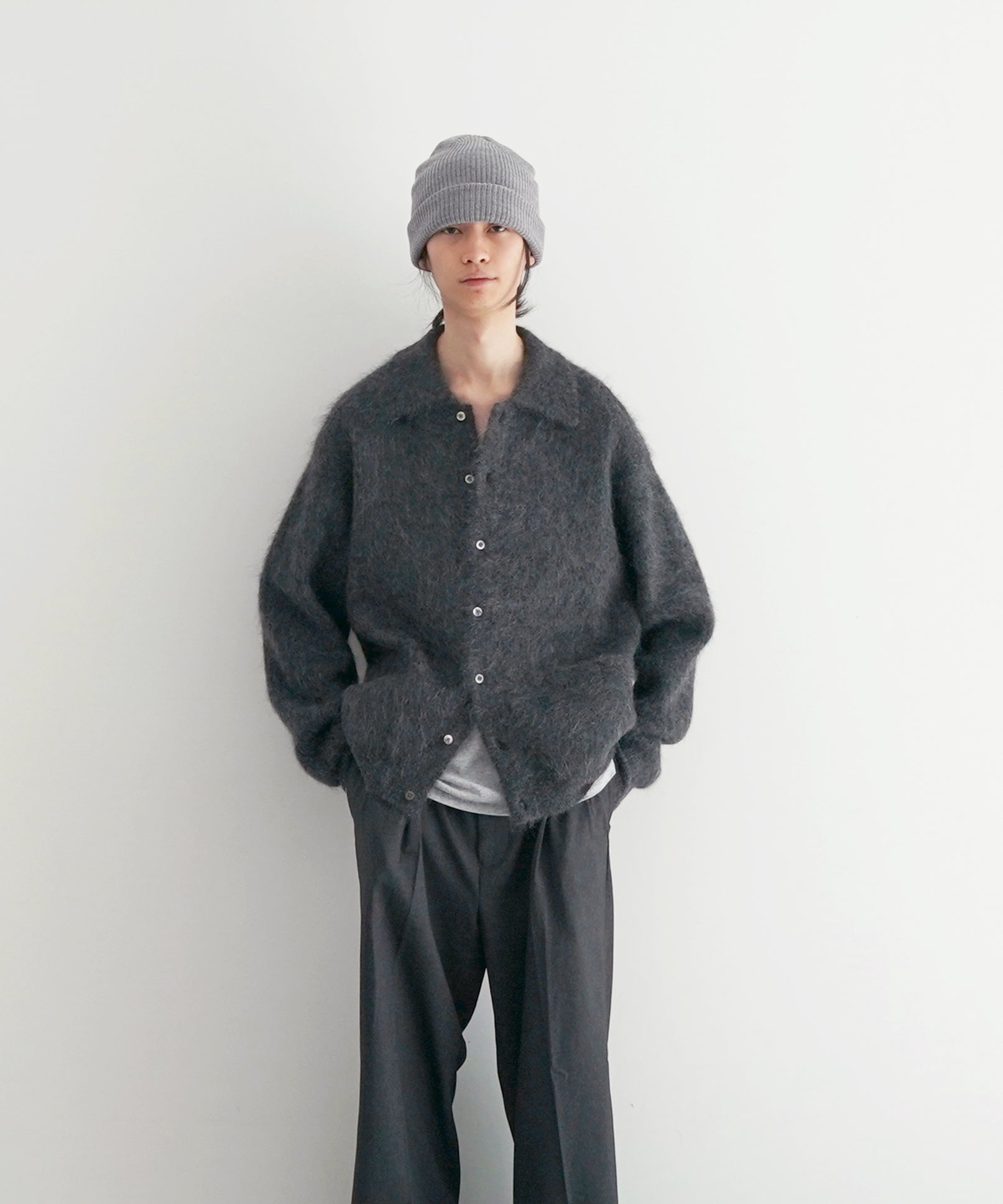 EXCLUSIVE】crepuscule【クレプスキュール】Mohair polo cardigan 