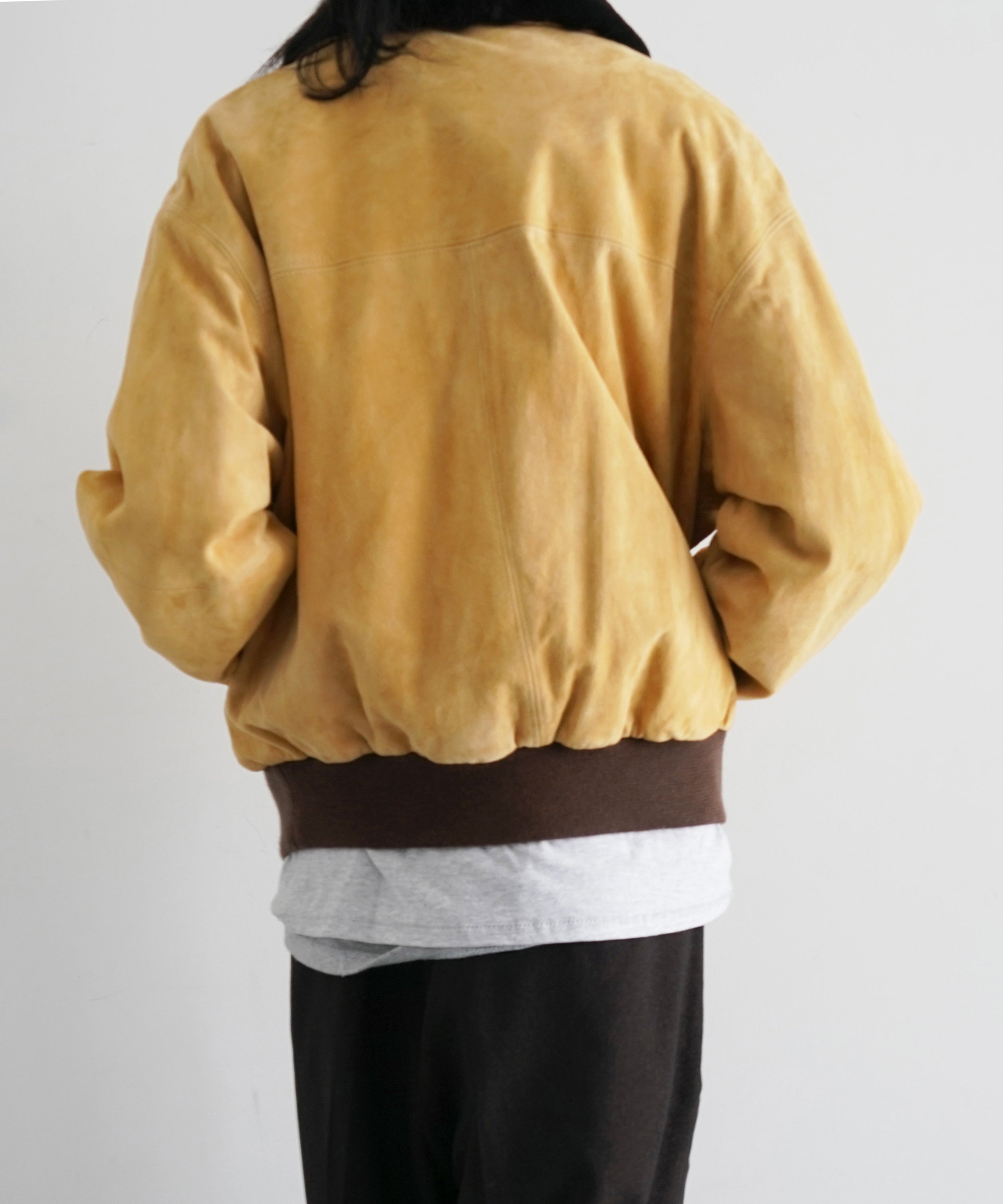AURALEE Goat suede zip blouson "DUSTY YELLOW"