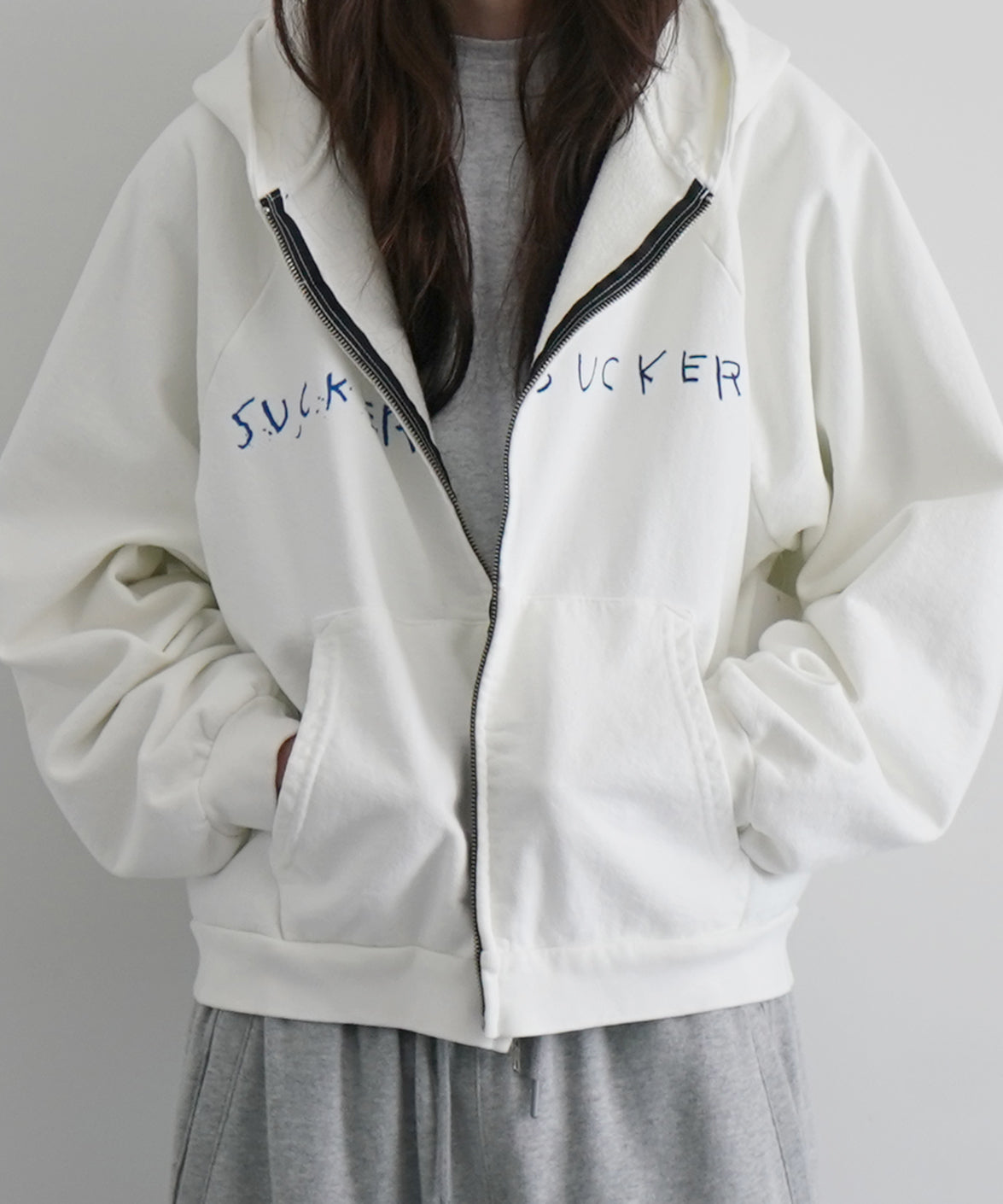 Basketcase Sucker, zip hoodie "OFF-WHITE"