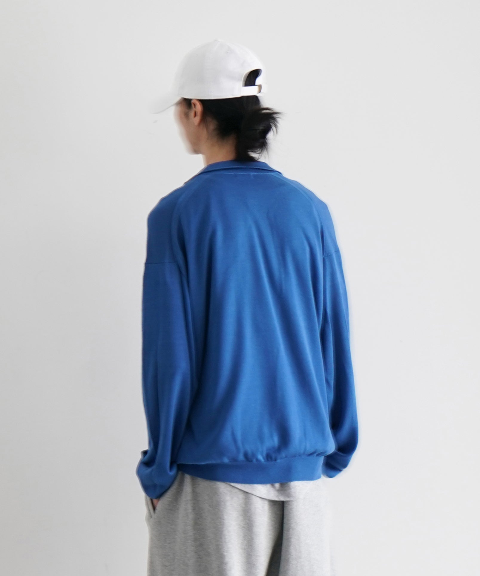 【EXCLUSIVE】crepuscule Open collar knit shirt "BLUE"
