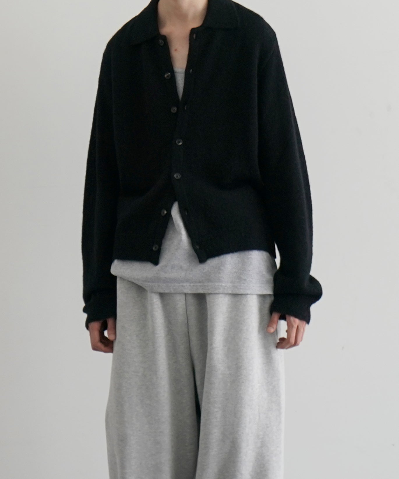 OUR LEGACY Evening polo "BLACK FUZZY ALPACA"