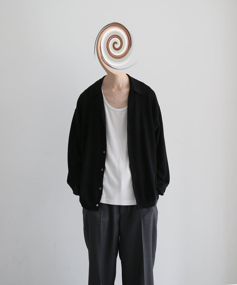 【EXCLUSIVE】crepuscule Open collar knit shirt "BLACK"