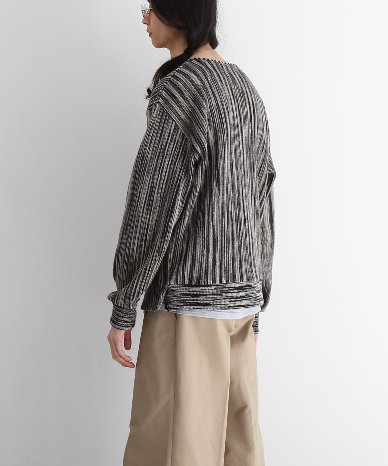 NEEDLES Knit cardigan -crepe weave- "BLACK"