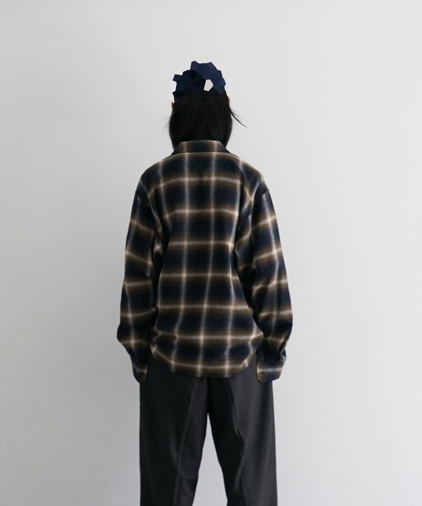 SECOND/LAYER Logan ombre ls shirt "OLIVE CHECK"