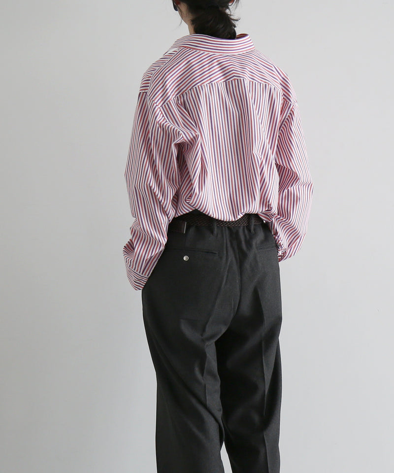 OLD FOLK HOUSE Banshu-ori classic shirt - vintage fabric "RED PURPLE STRIPE"