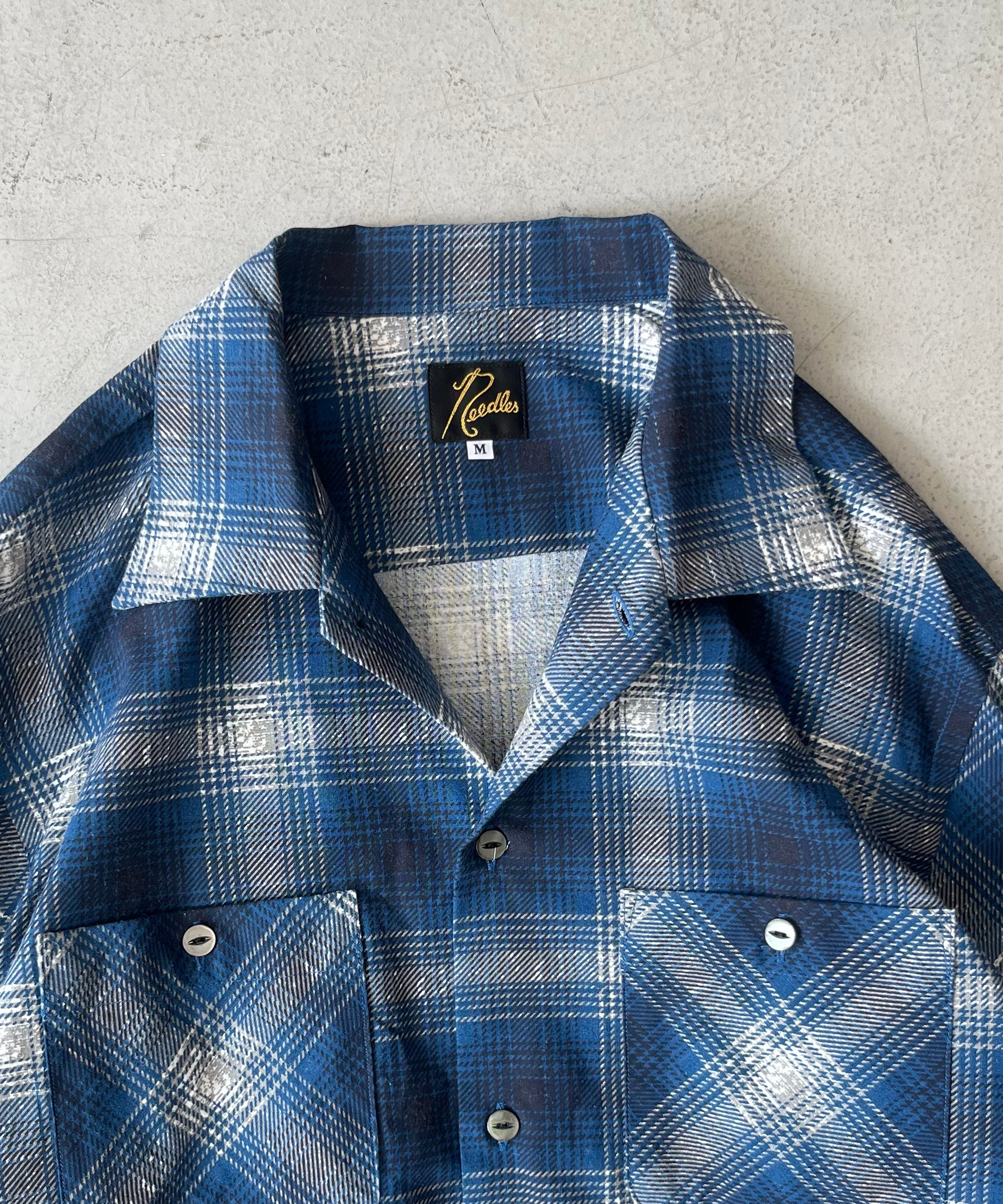 NEEDLES One - up shirt - printed flannel / plaid "BLUE"