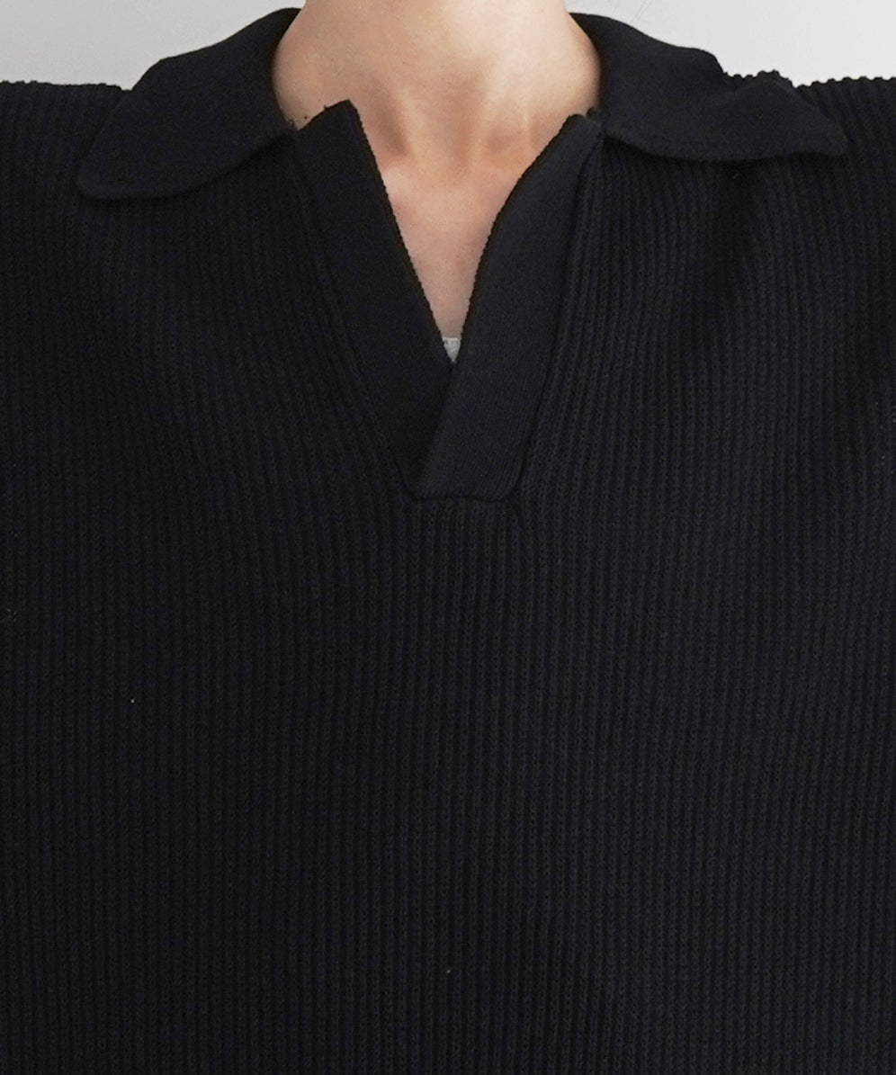 OLD FOLK HOUSE Skipper knit "BLACK"