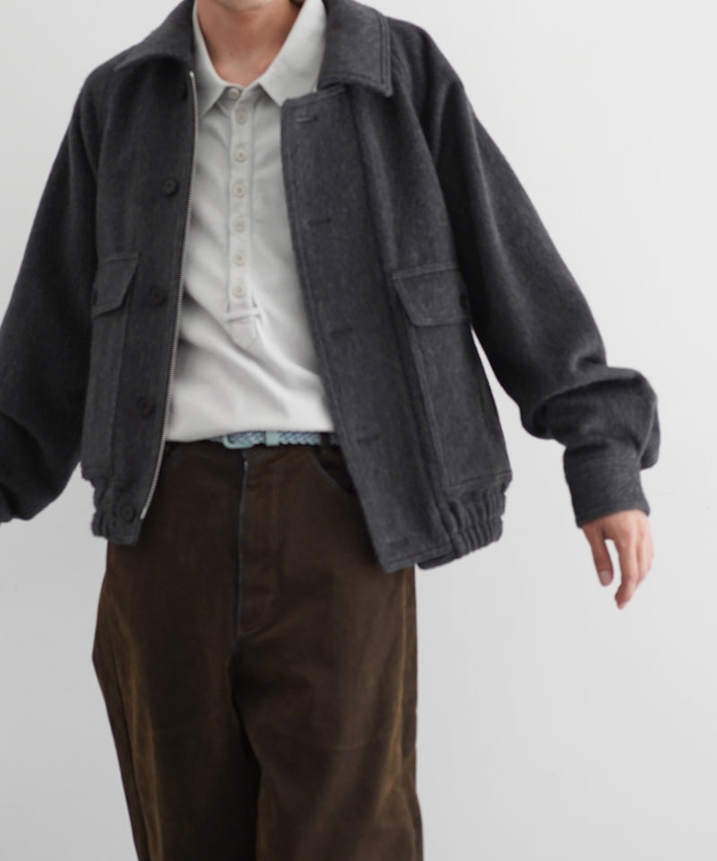 AURALEE Hairy wool mohair chambray blouson “DARK GRAY”