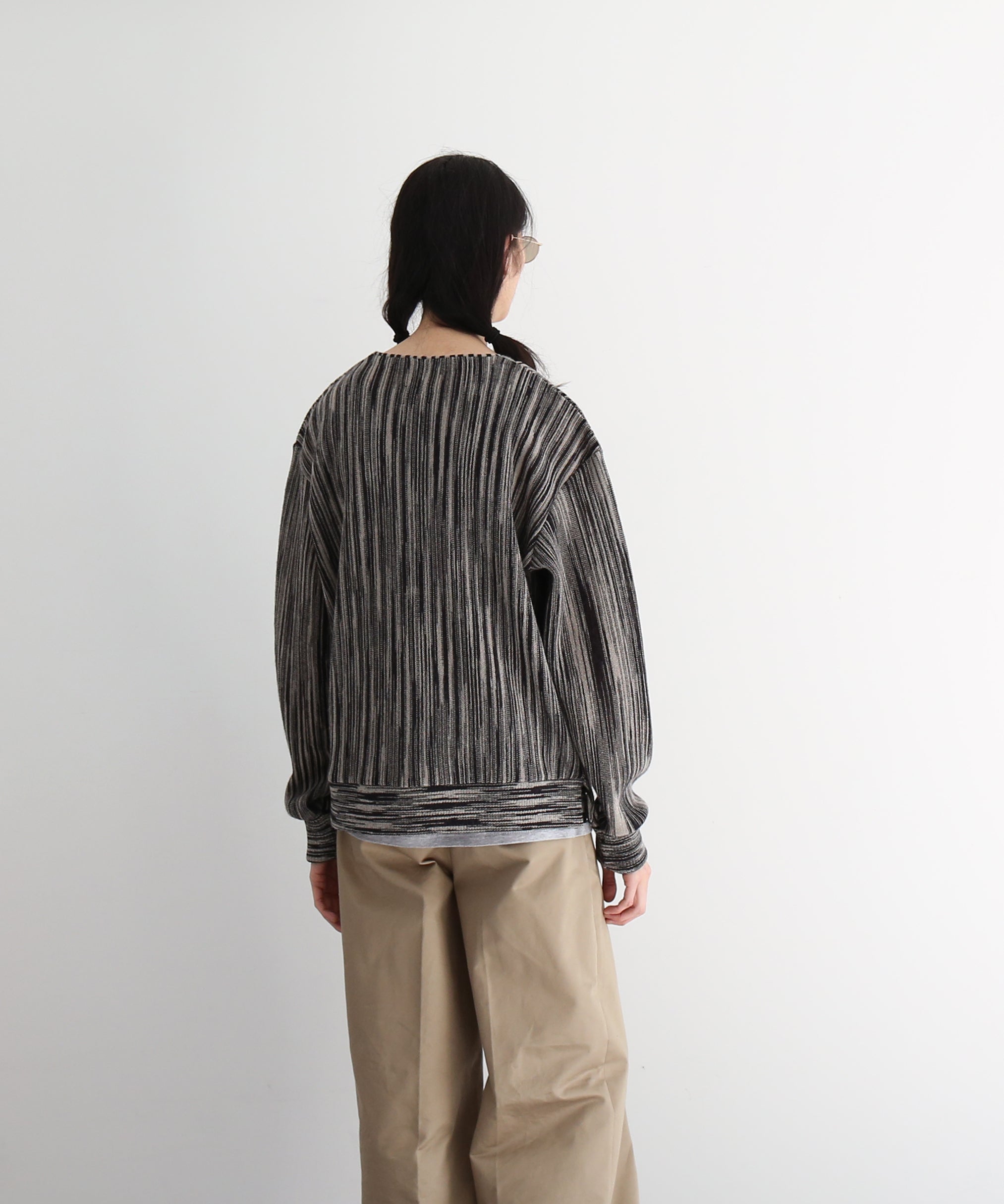 NEEDLES Knit cardigan -crepe weave- "BLACK"