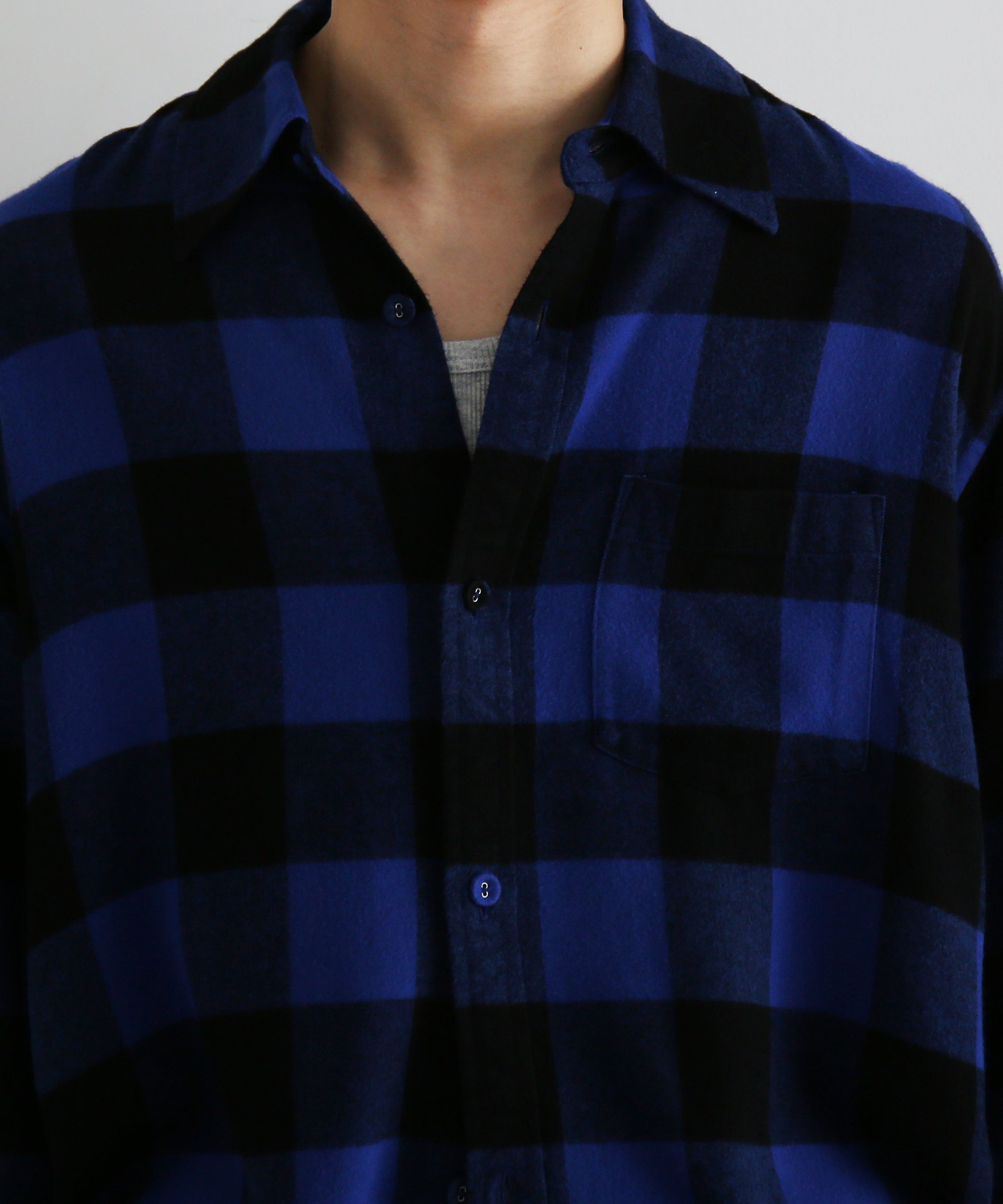 KAIKO Flannel check shirt "BLUE"
