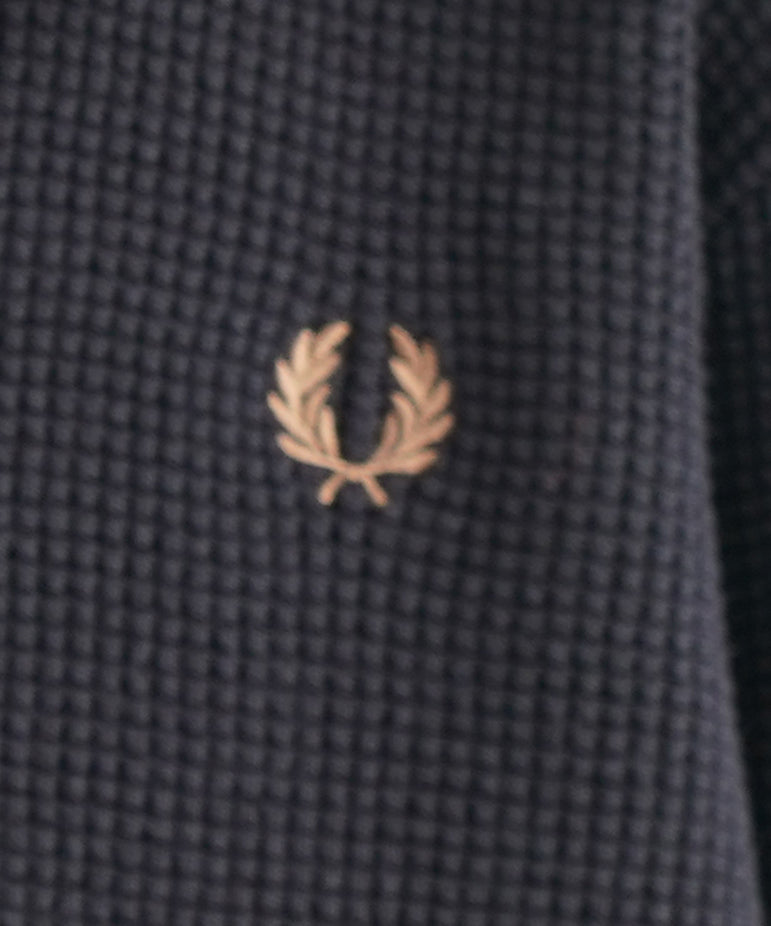 FRED PERRY Waffle stitch half zip jumper "ECRU"