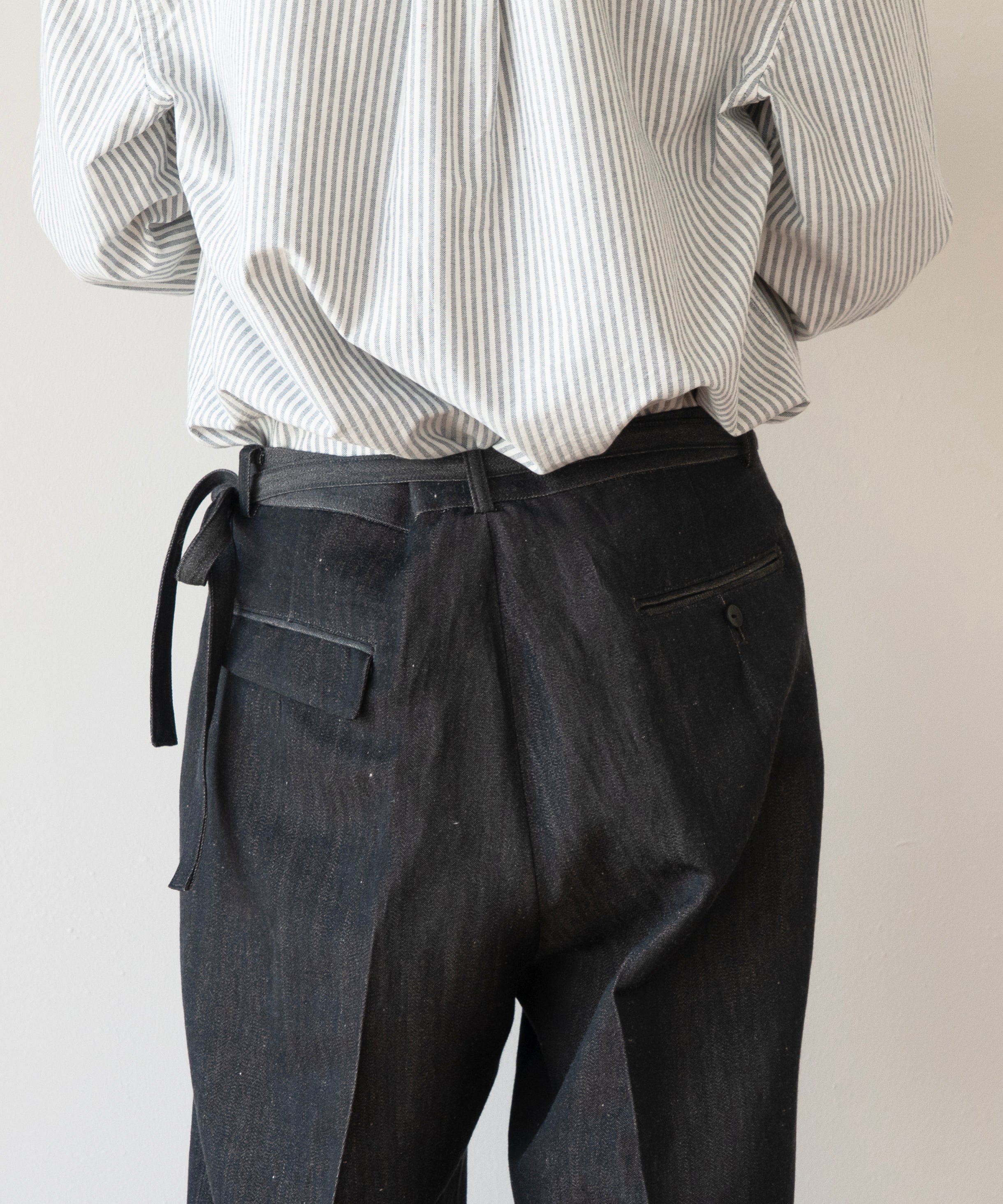 OLD FOLK HOUSE Wool & linen trousers "BLACK&NATURAL"