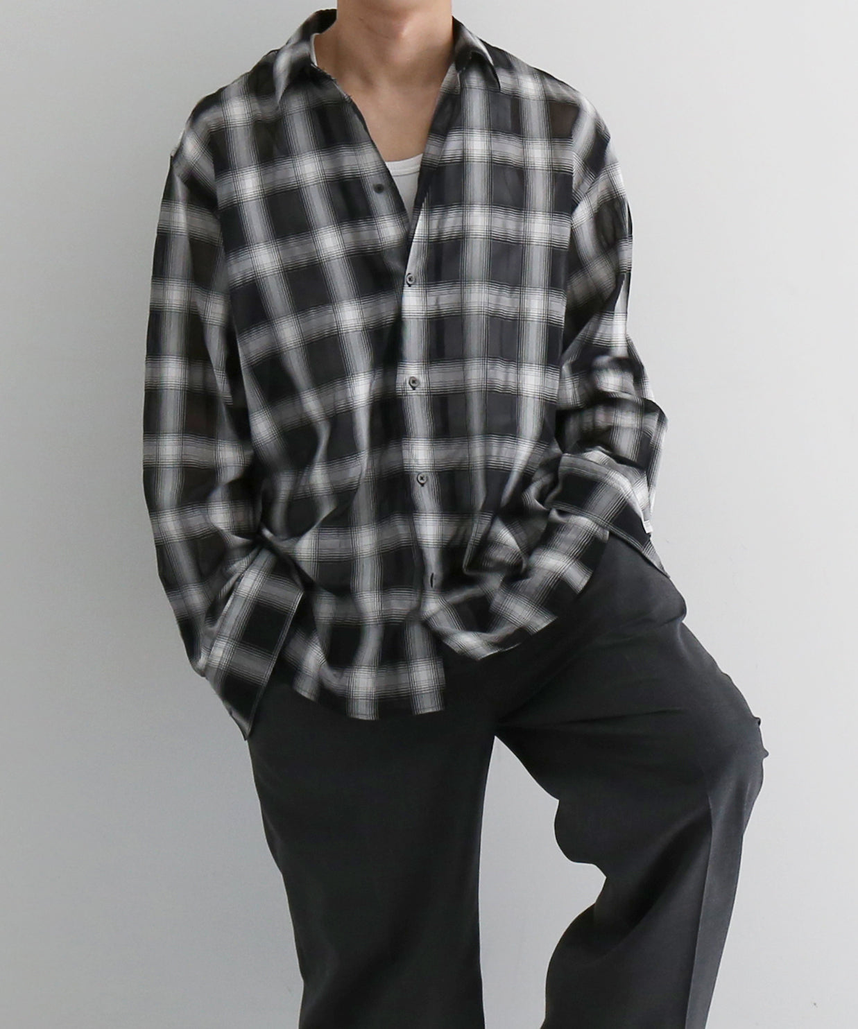 my beautiful landlet Sheer check shirt "BLUE CHECK"