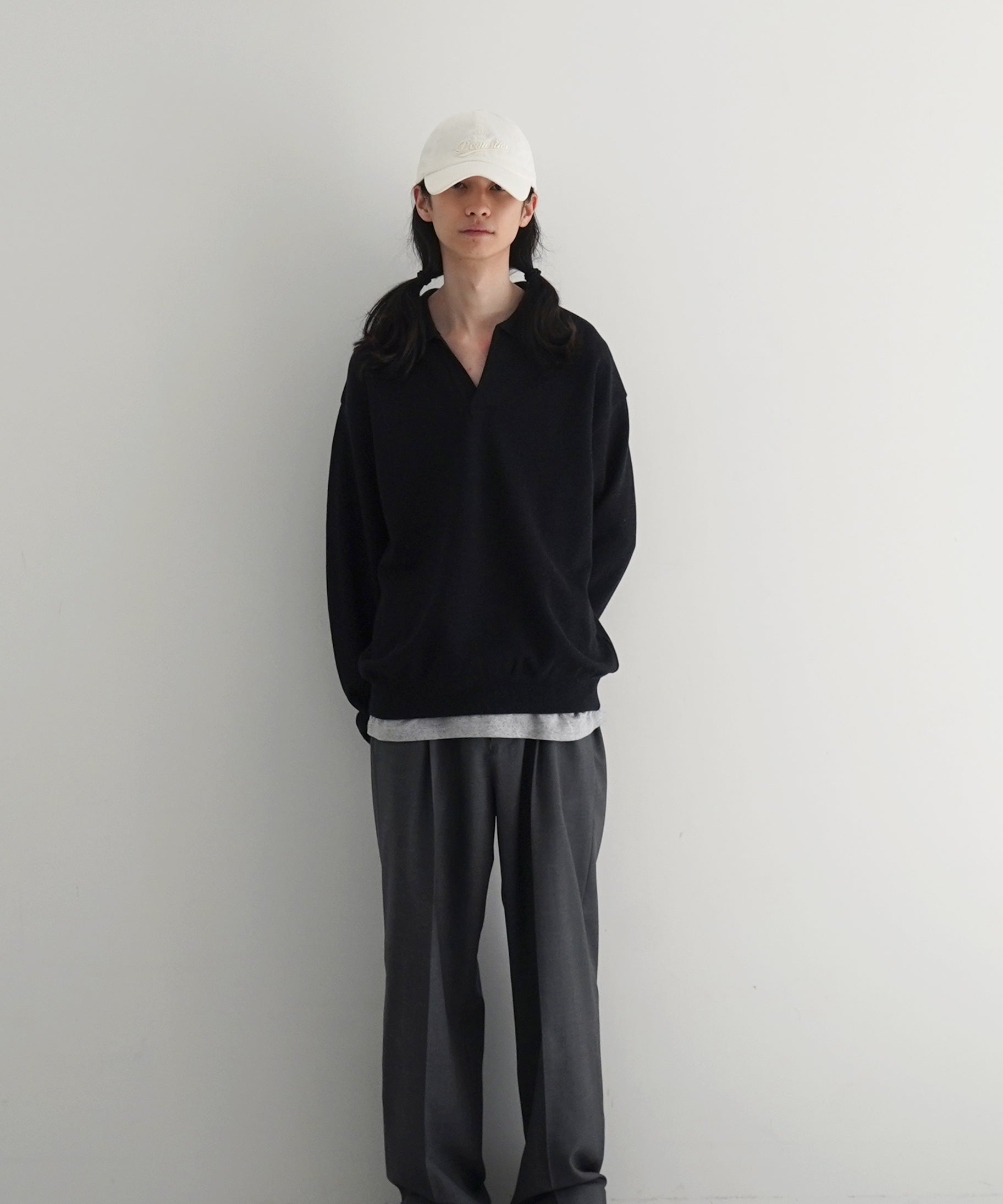 【EXCLUSIVE】crepuscule Co/ra moss stitch skipper "BLACK"