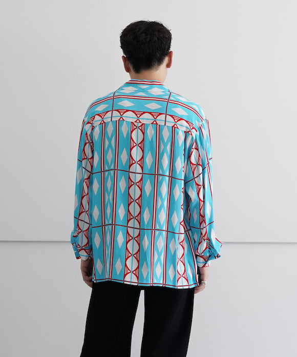 NEONSIGN Dice Open Collar Shirts "BLUE/RED"