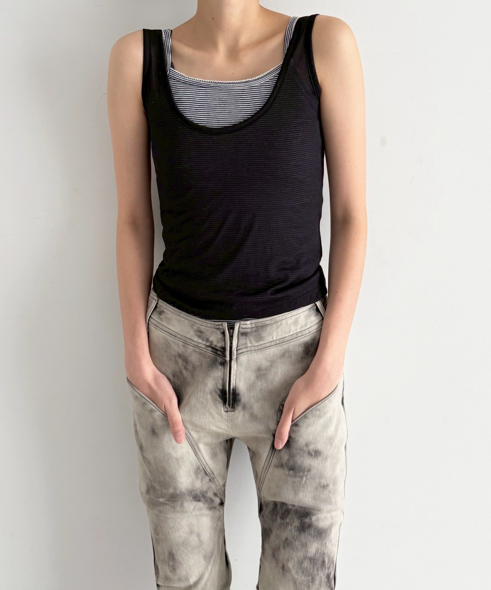 OUR LEGACY Blade tank "BLACK STOCKING JERSEY"