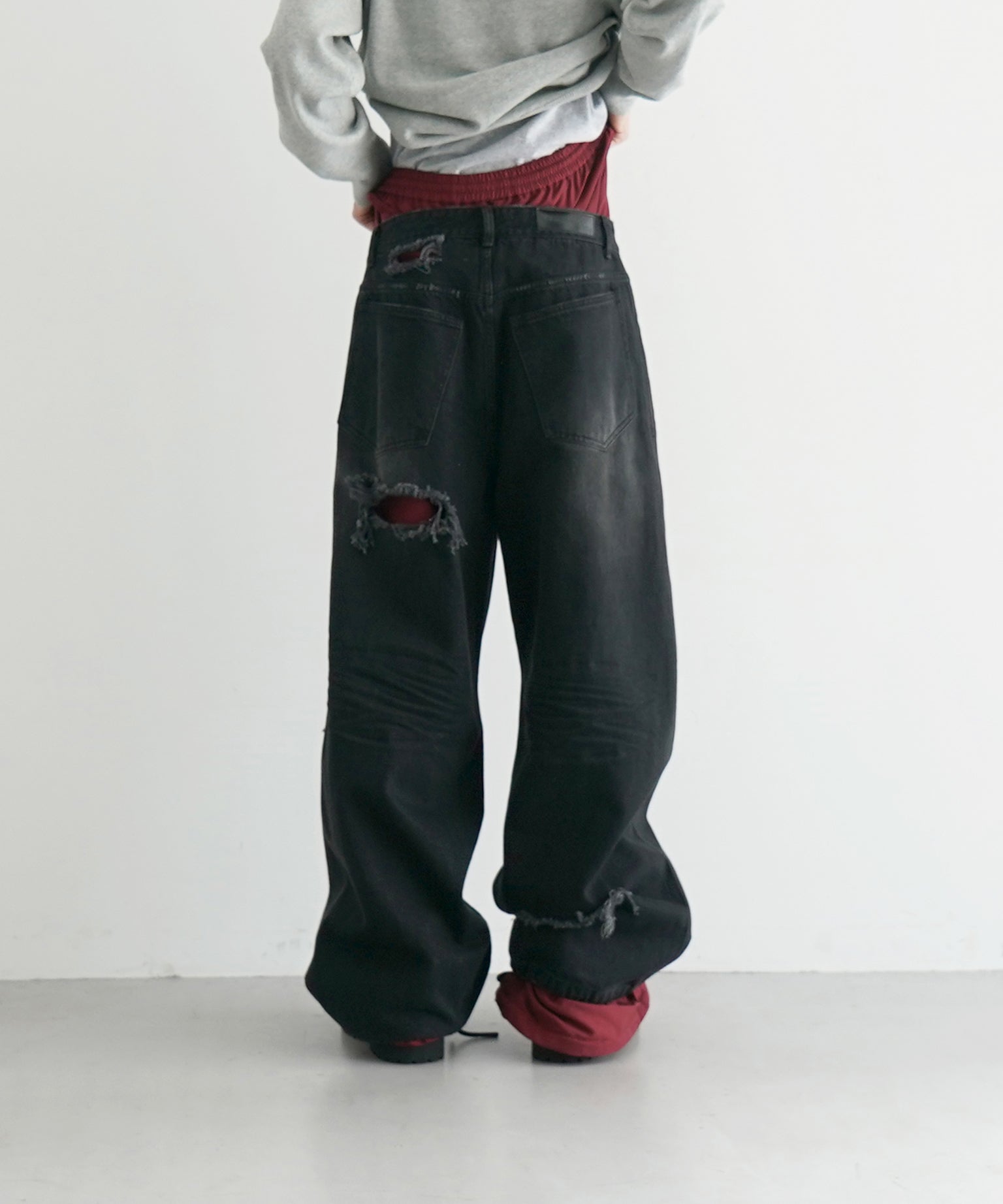 LOADINGROOM Double denim track pants men "DIRTY BLUE"
