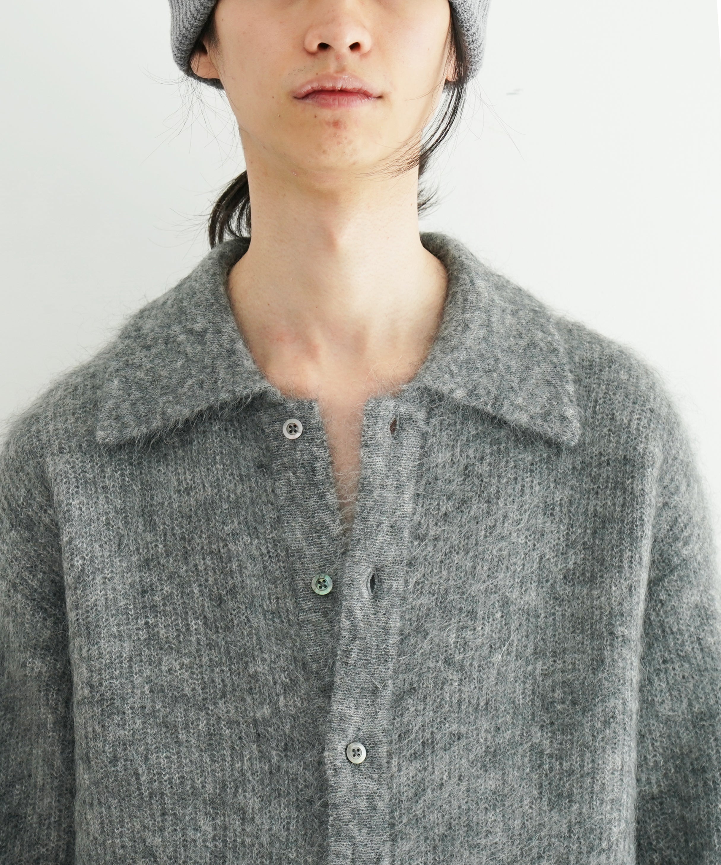 EXCLUSIVE】crepuscule【クレプスキュール】Mohair polo cardigan 