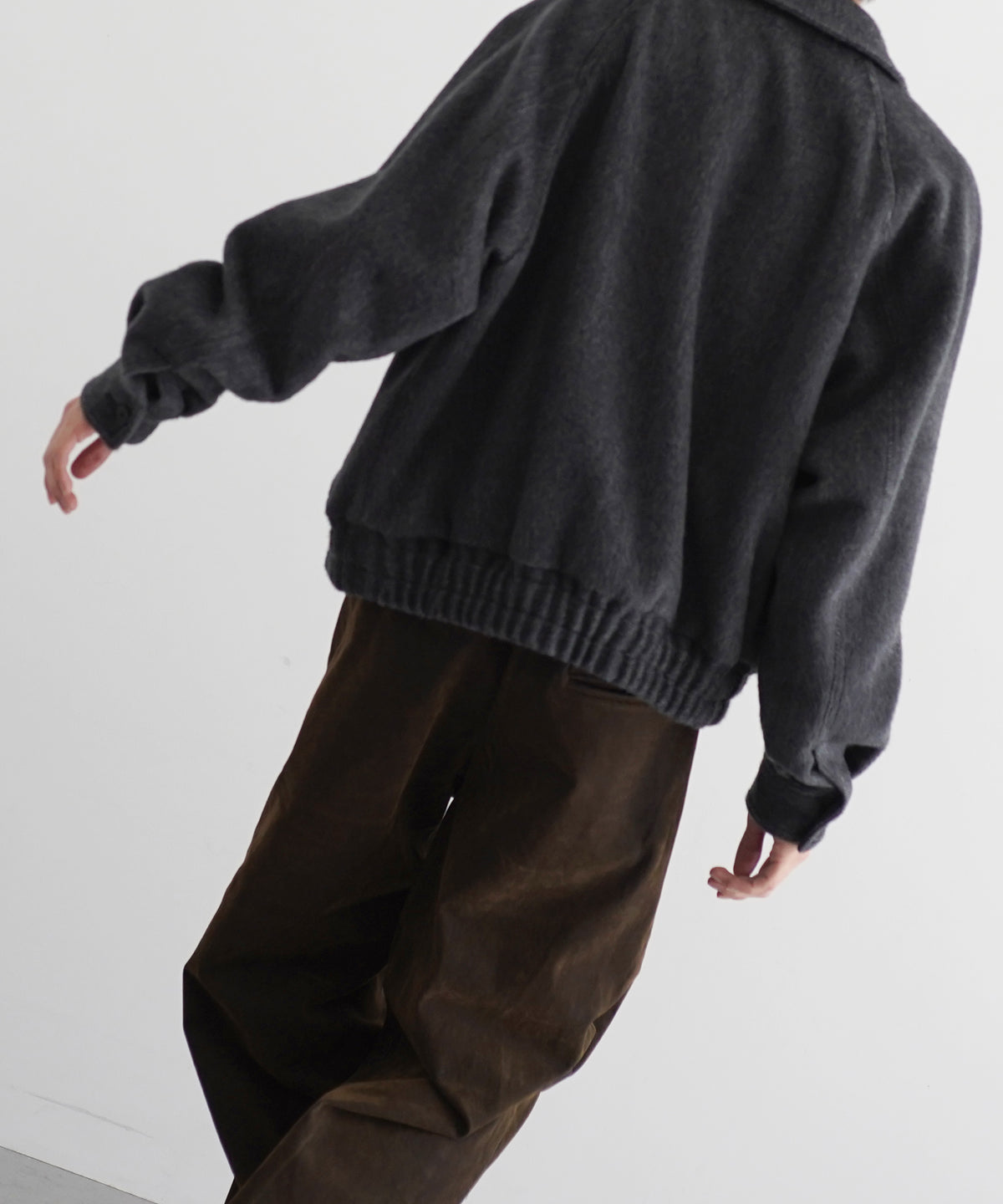 AURALEE Hairy wool mohair chambray blouson “DARK GRAY”