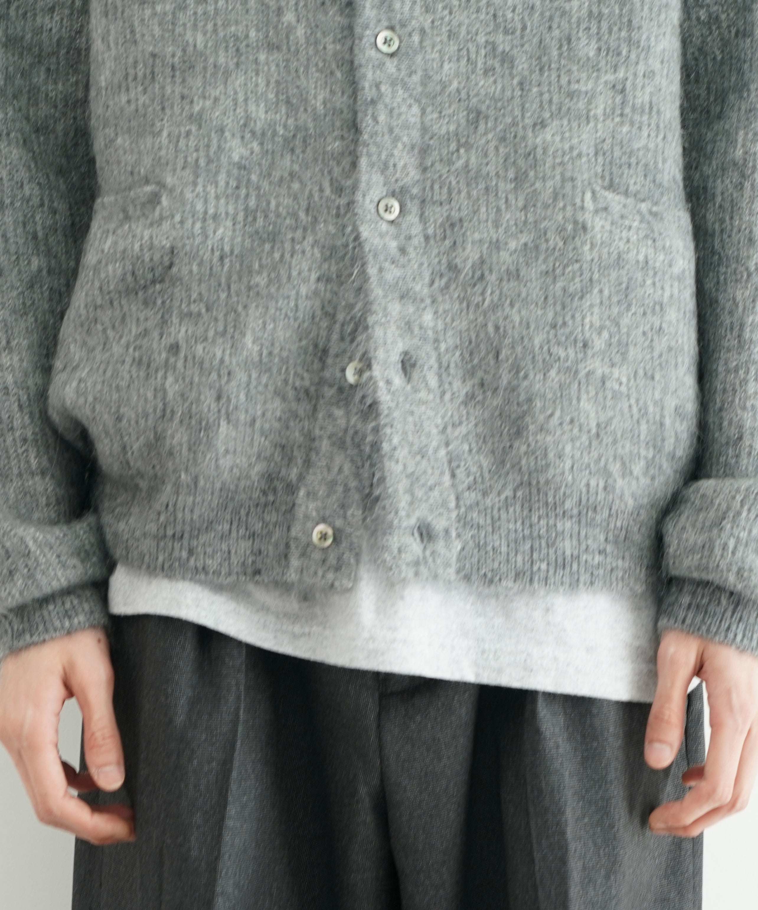 EXCLUSIVE】crepuscule【クレプスキュール】Mohair polo cardigan 