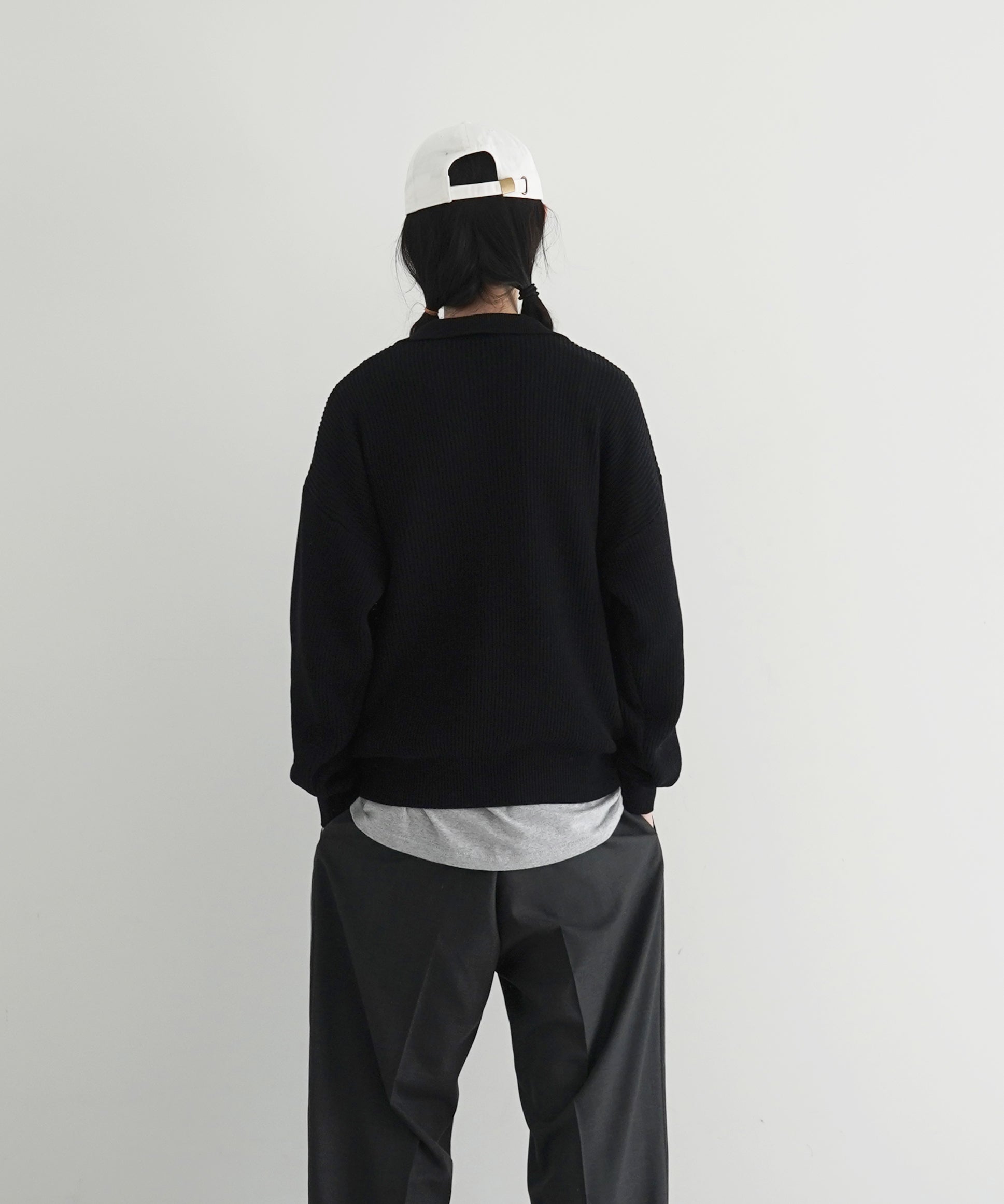 OLD FOLK HOUSE Skipper knit "BLACK"