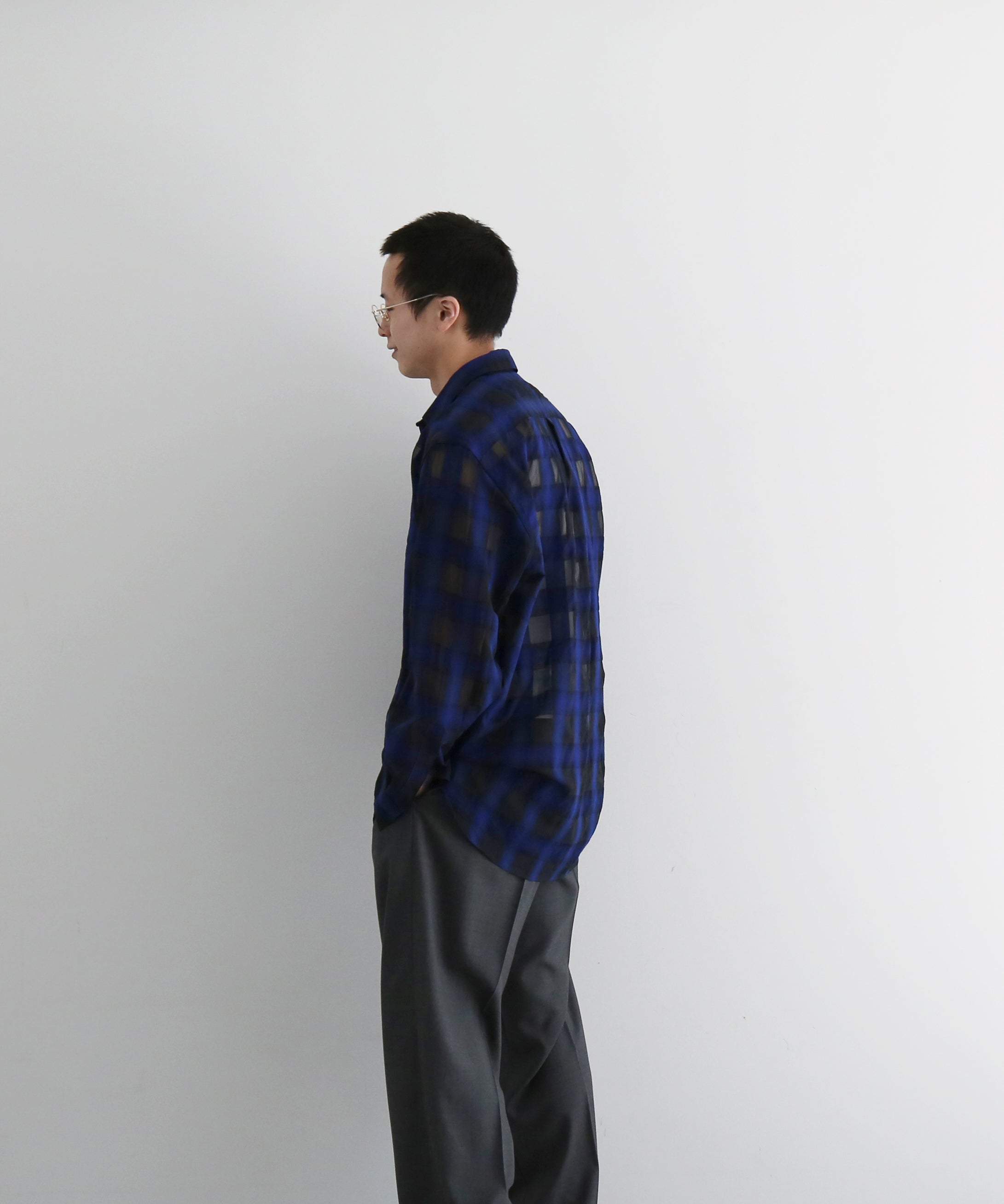 my beautiful landlet Sheer check shirt "BLUE"