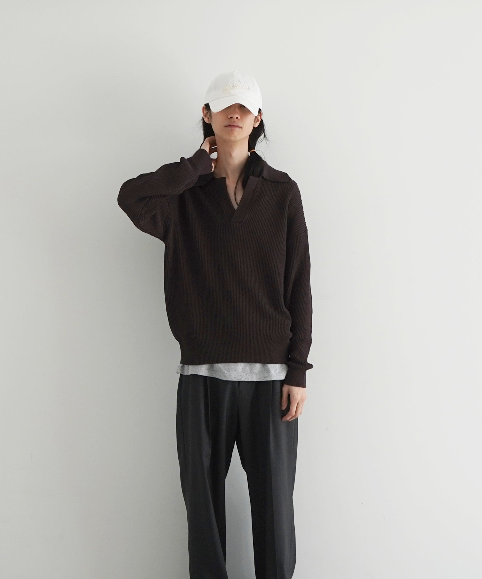 OLD FOLK HOUSE Skipper knit "BLACK"