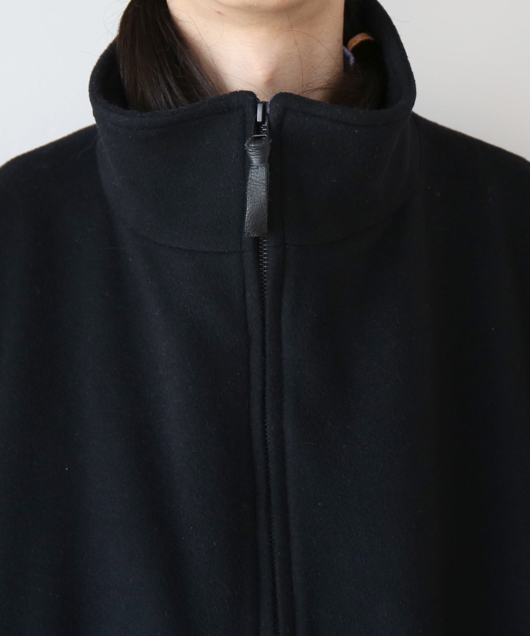 WHOWHAT Wool beaver zip up blouson "BLACK"