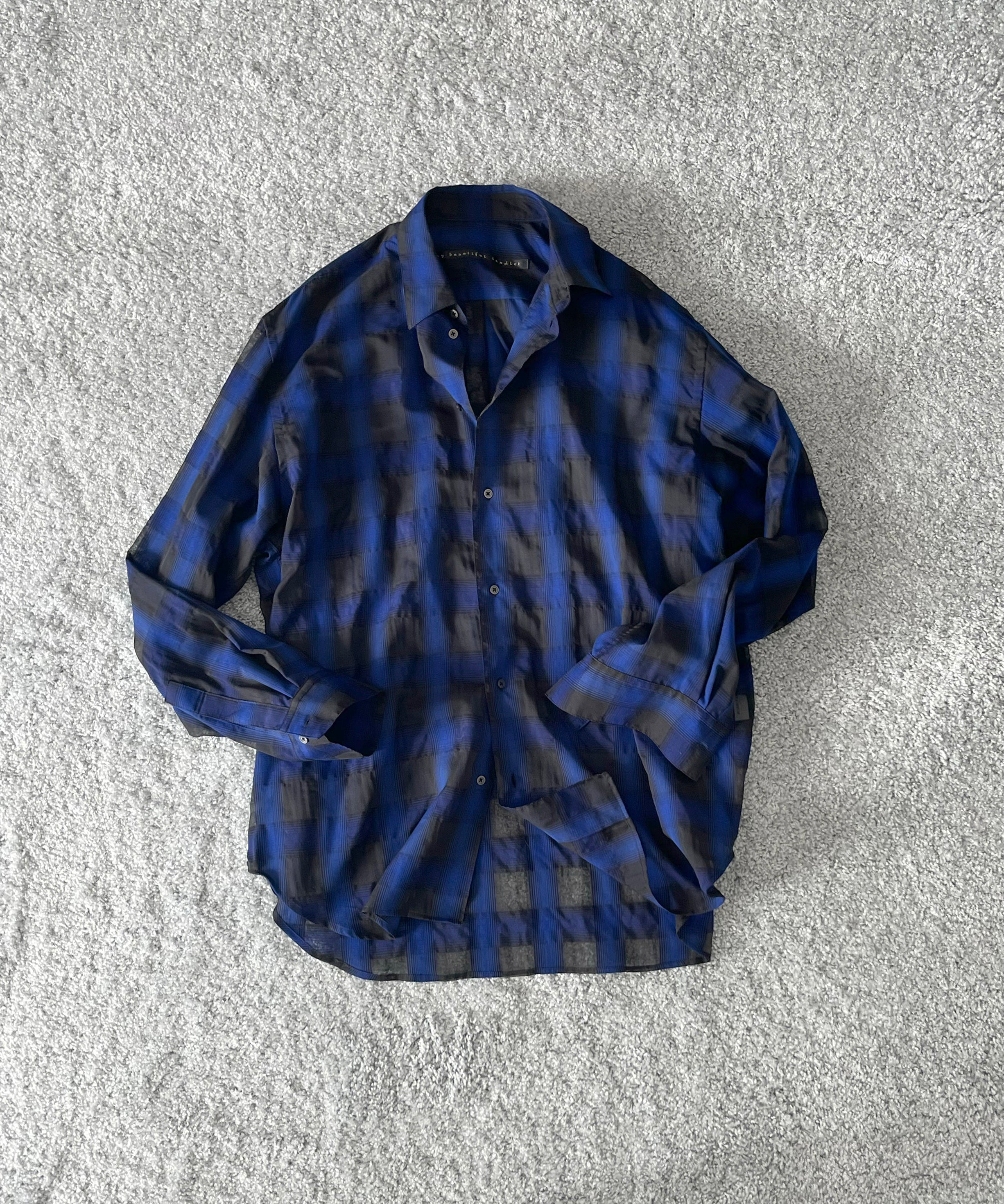 my beautiful landlet Sheer check shirt "BLUE CHECK"