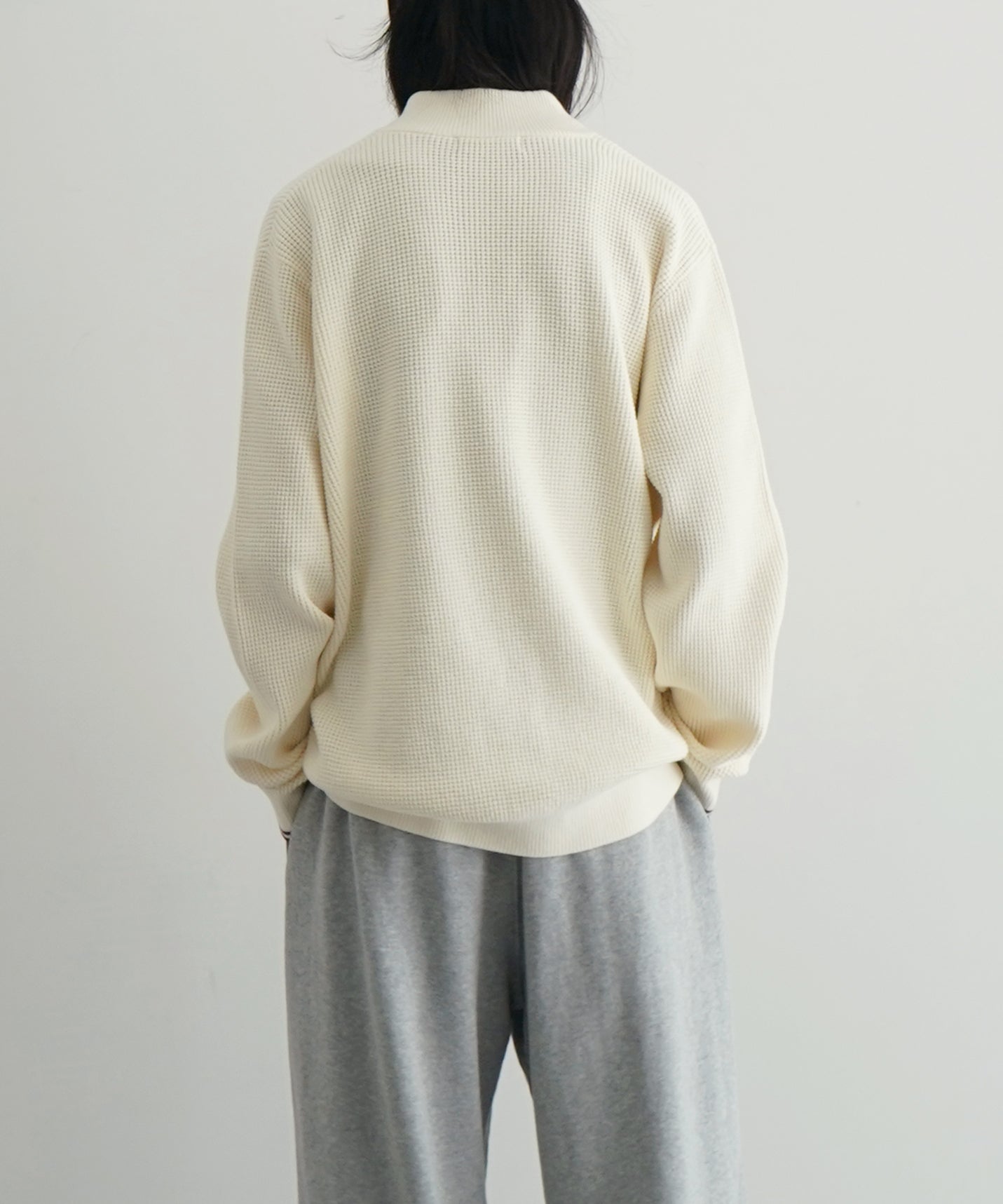 FRED PERRY Waffle stitch half zip jumper "ECRU"