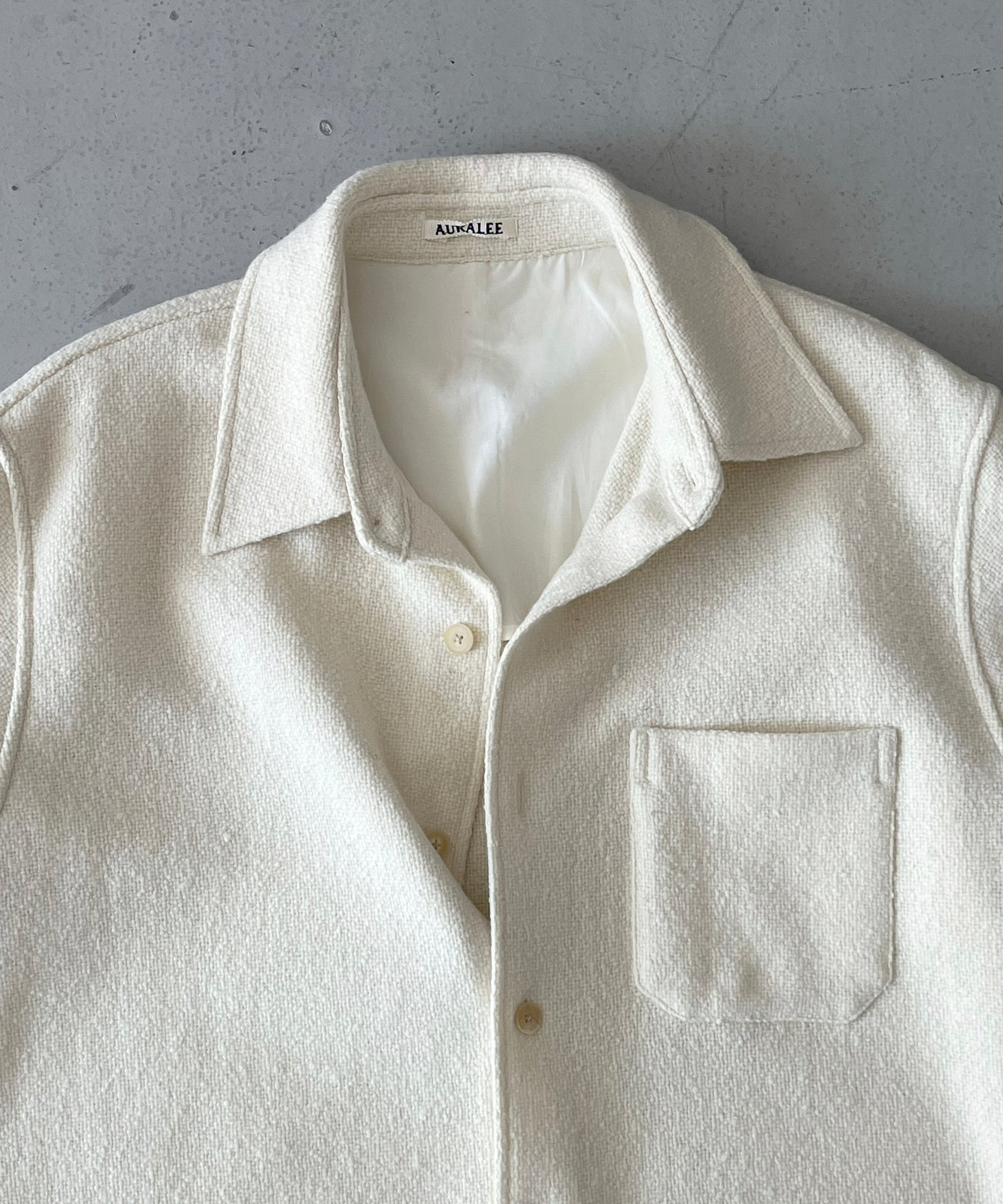 AURALEE Homespun tweed shirt blouson "IVORY WHITE"