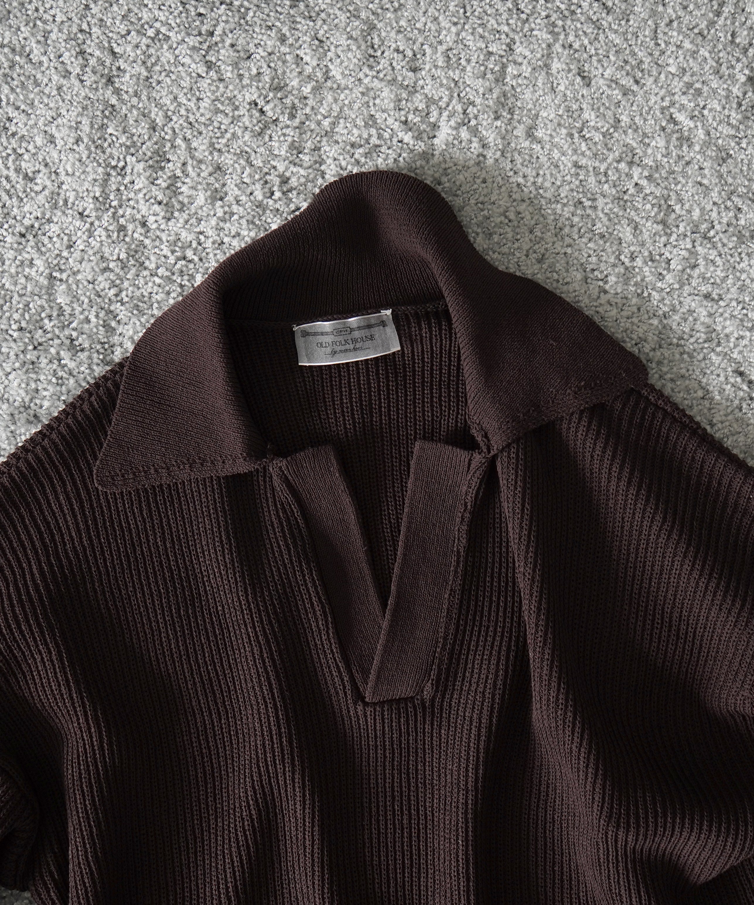 OLD FOLK HOUSE Skipper knit "DARK BROWN"