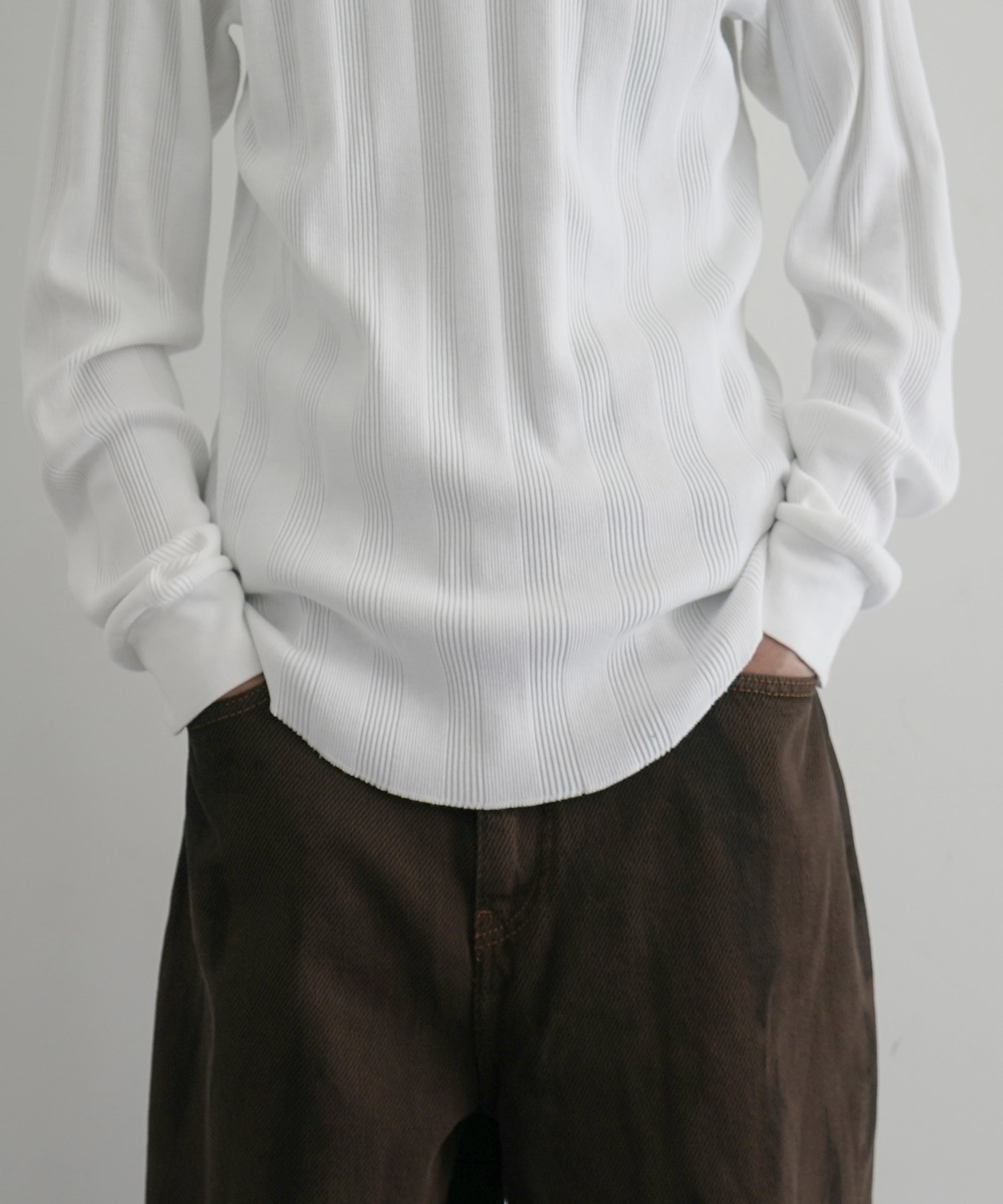 UNUSED Us2484 rib long sleeve tee "WHITE"
